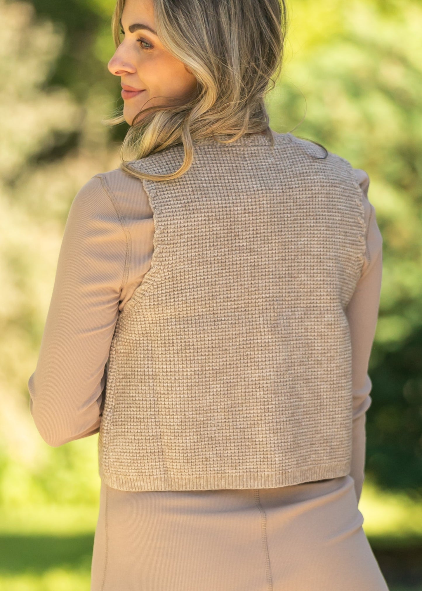 Waffle Knit Front Tie Vest - FINAL SALE