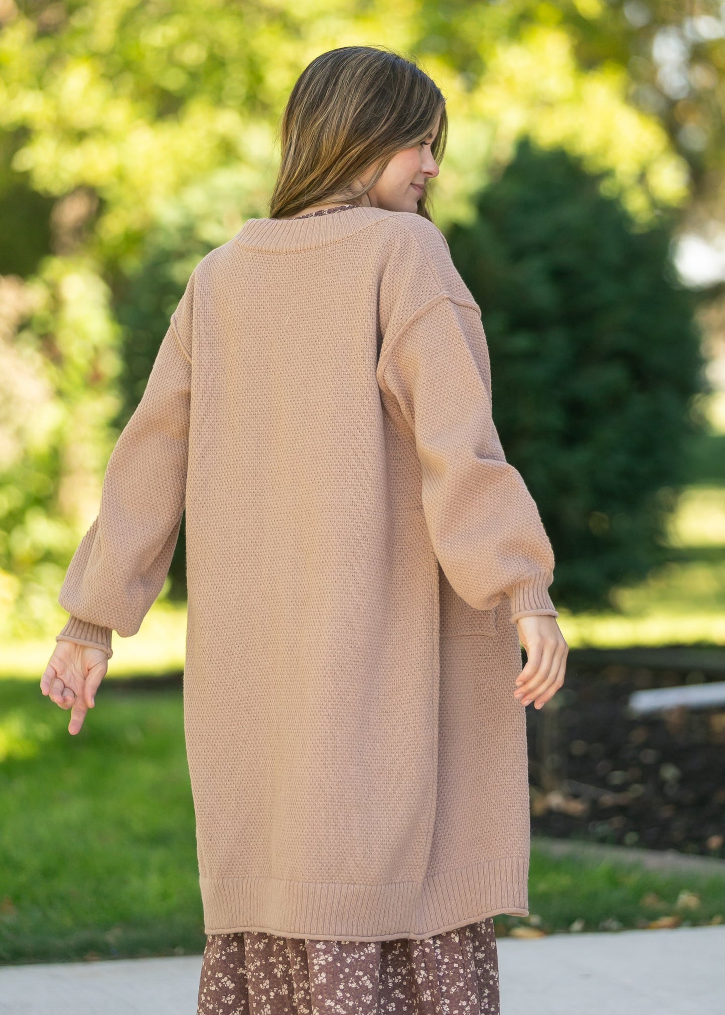 Waffle Knit Open Front Cardigan