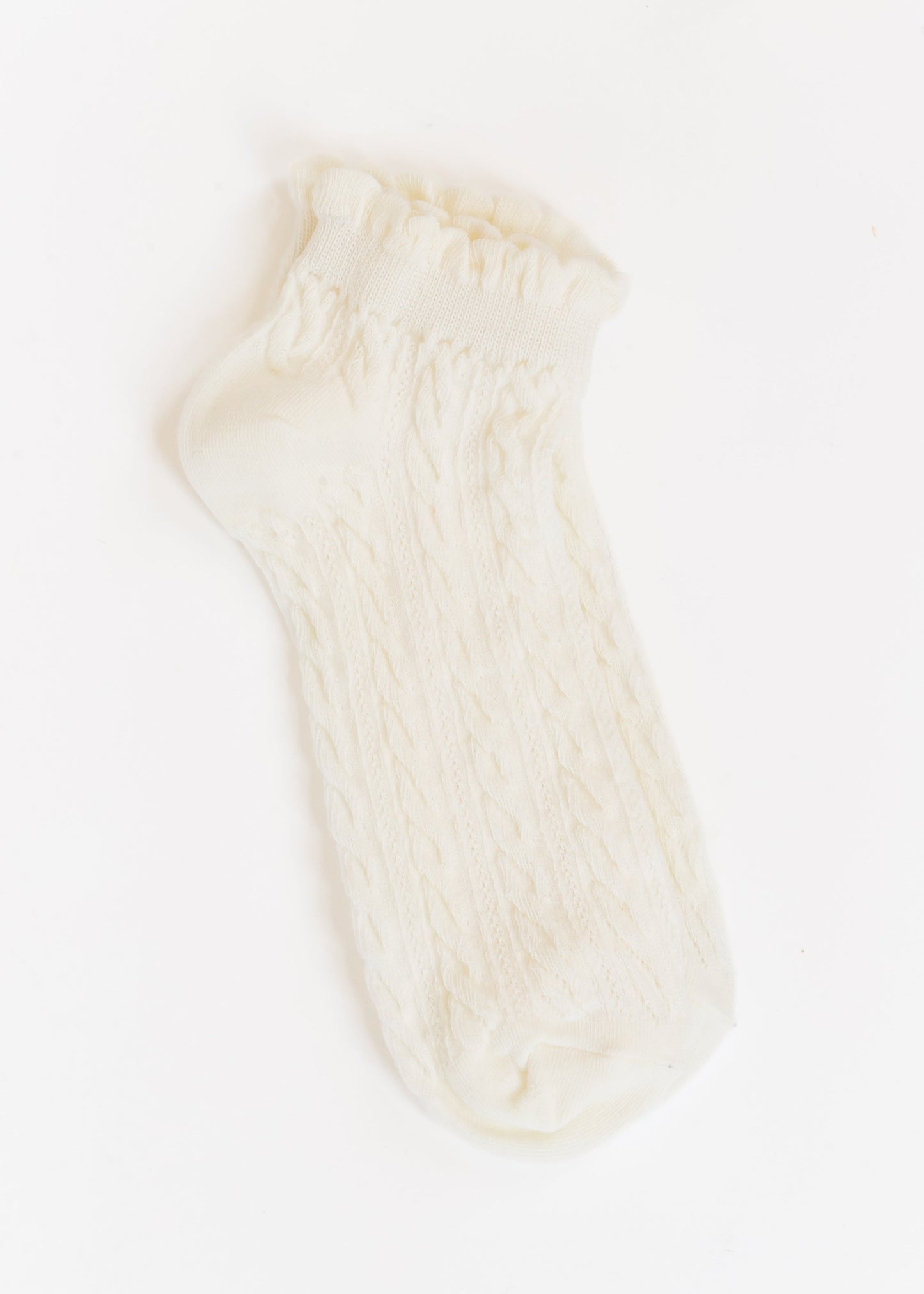 White Retro Ruffle Ankle Socks