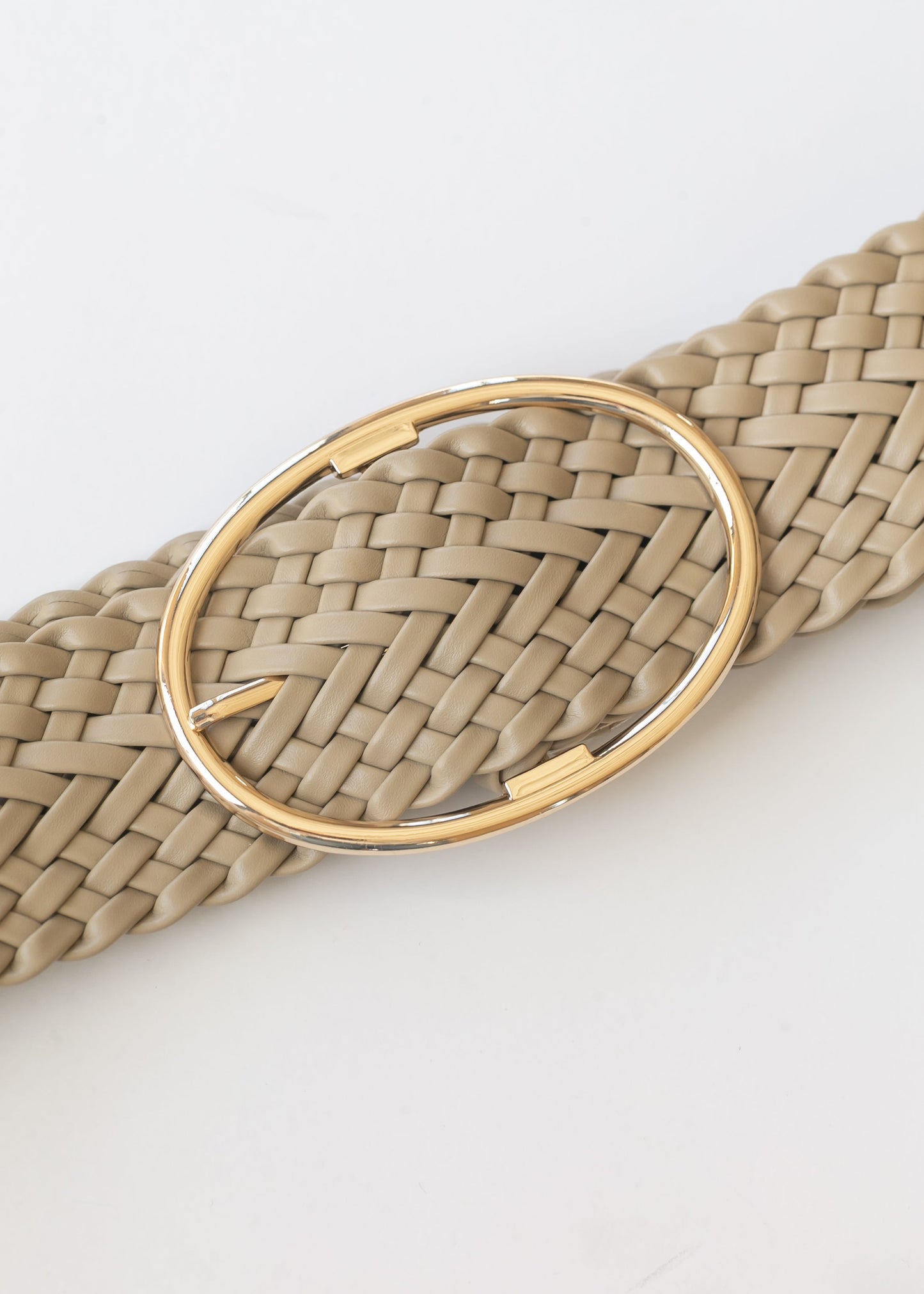 Wide Woven Oval Buckle Belt