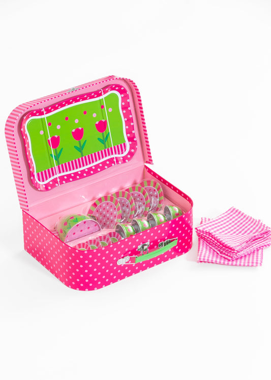 20-Piece Take-Along Tin Tea Set for Kids
