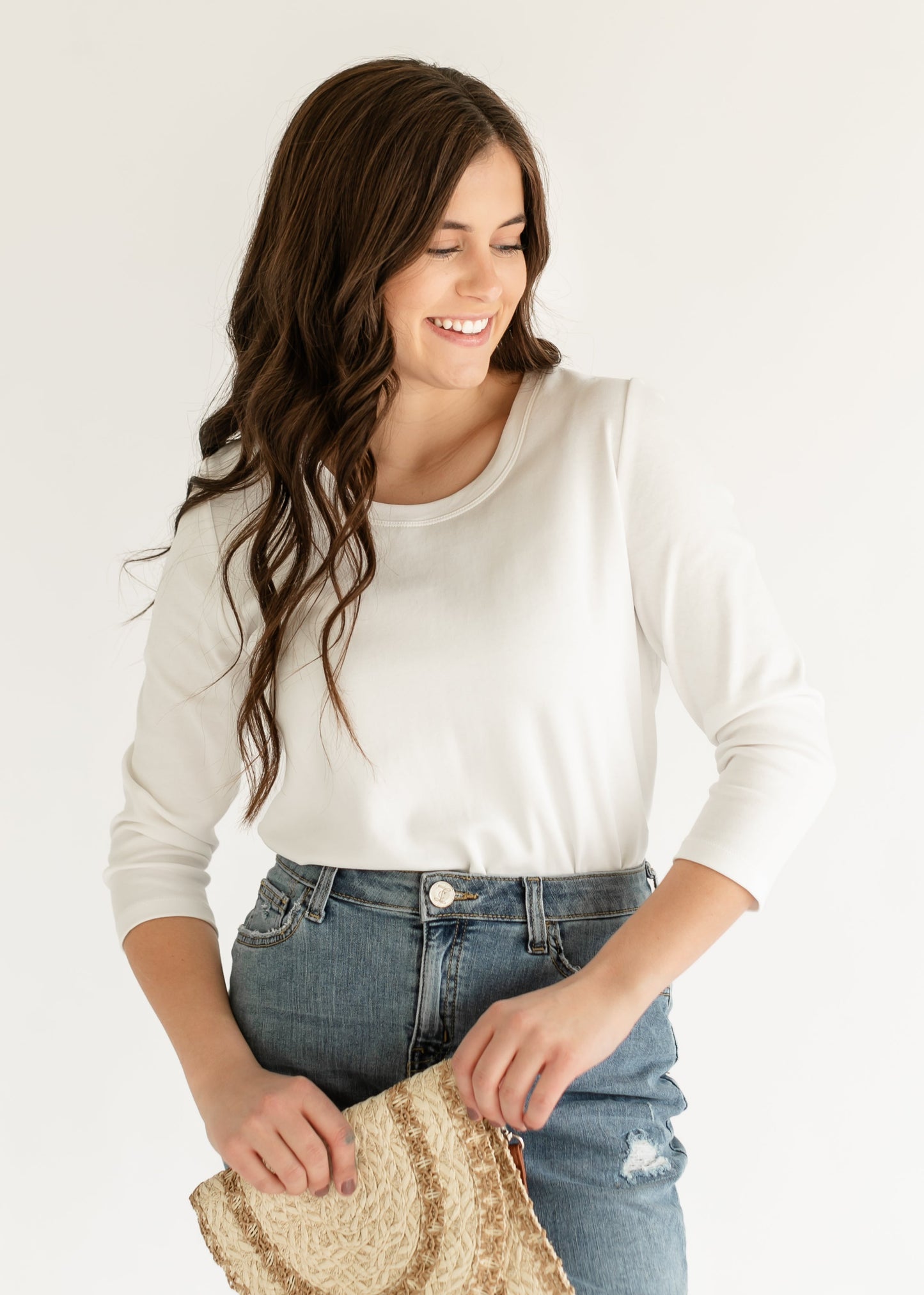 Liverpool Los Angeles® 3/4 Sleeve Scoop Neck Knit Tee - FINAL SALE