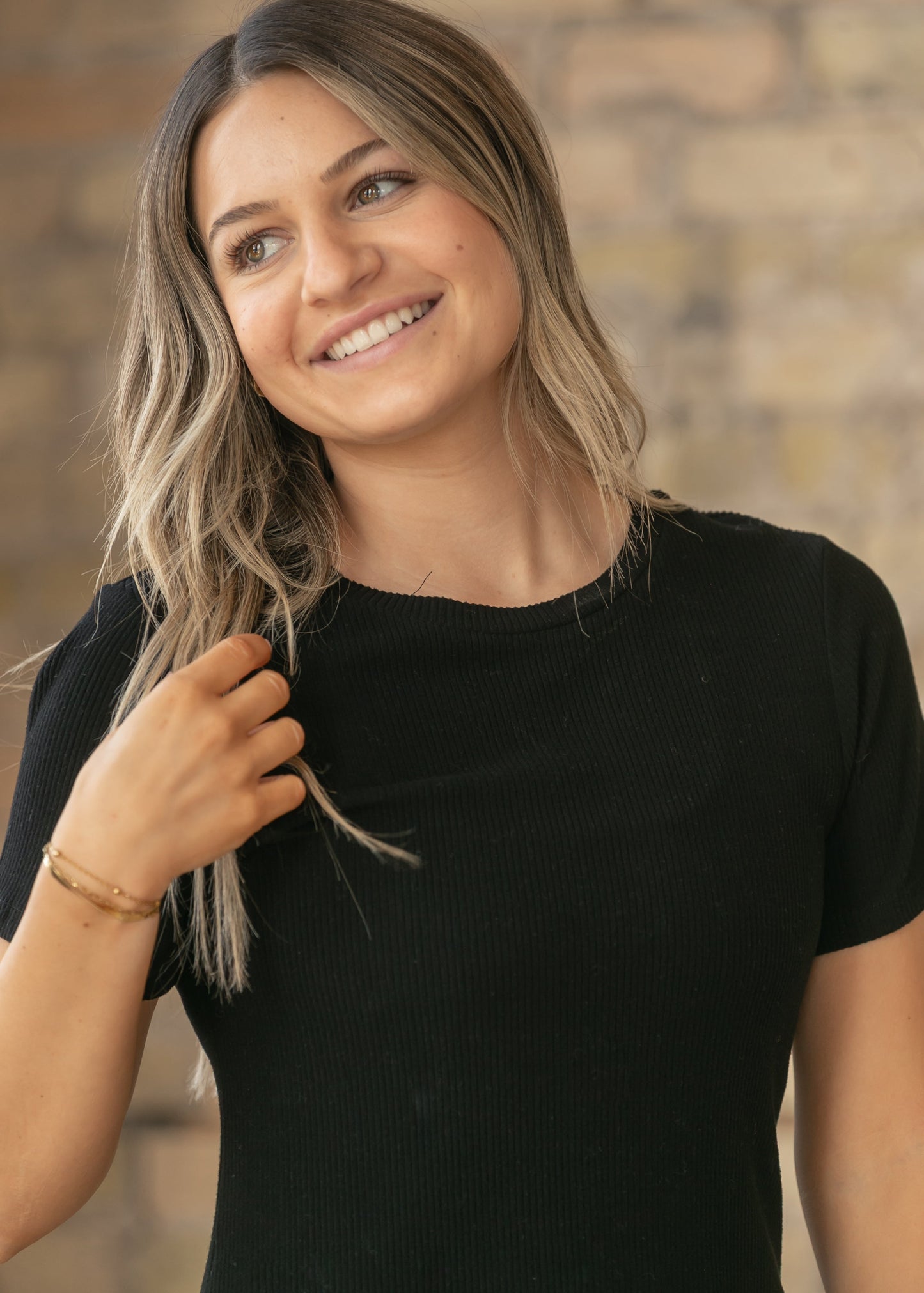 Baylor Black Ribbed T-shirt Dress