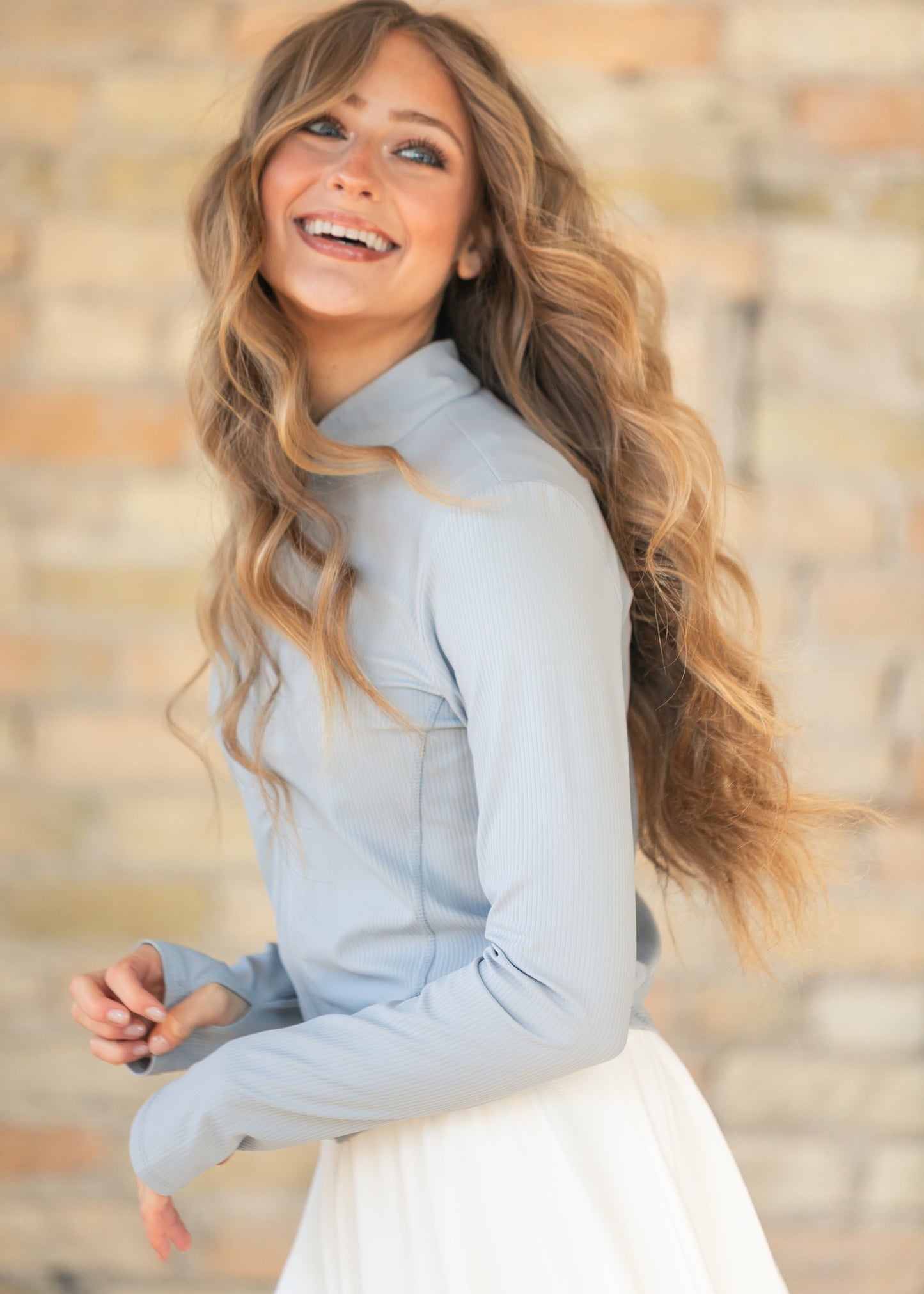 Blue Long Sleeve Workout Jacket
