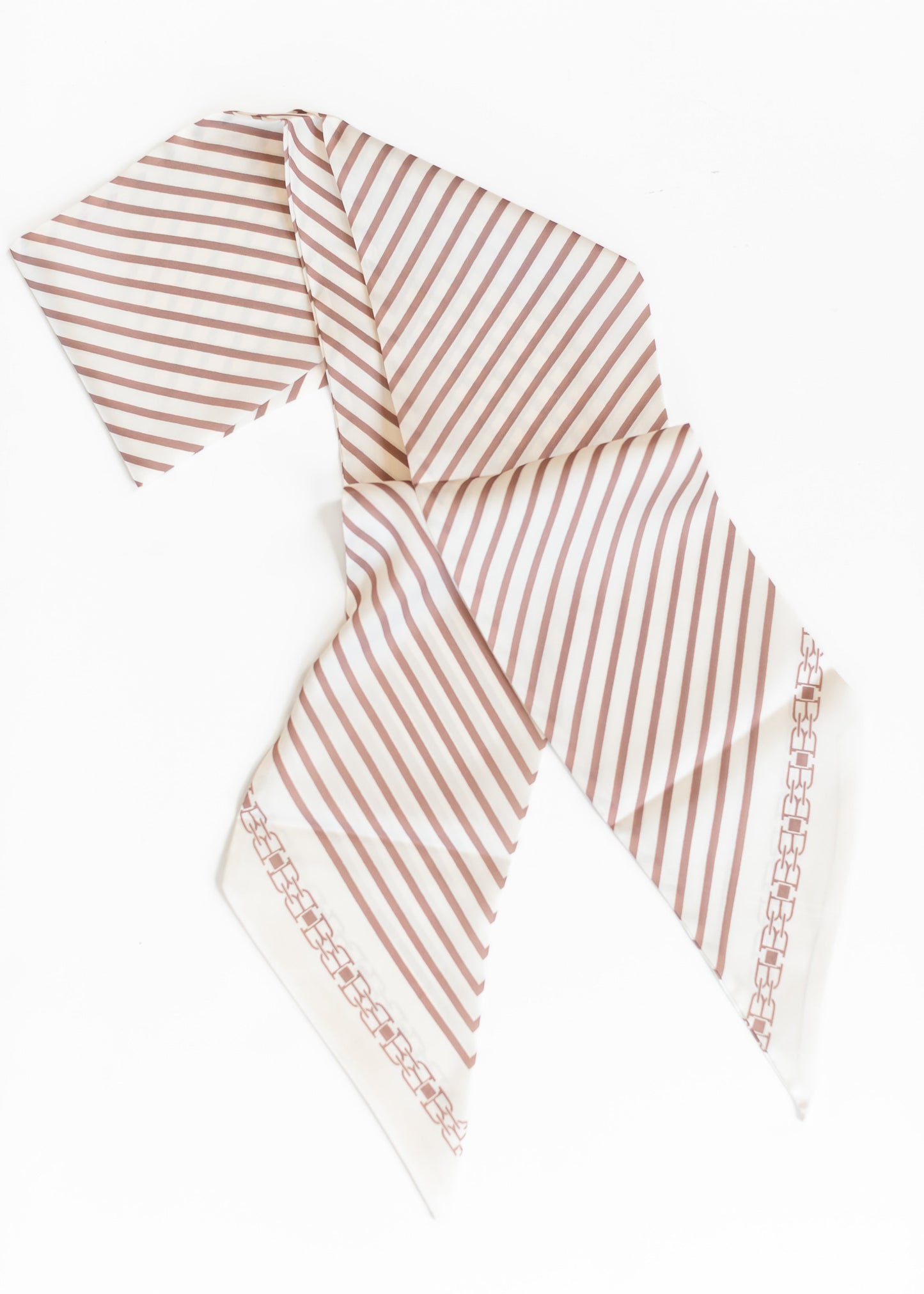 Caramel Striped Silky Skinny Scarf