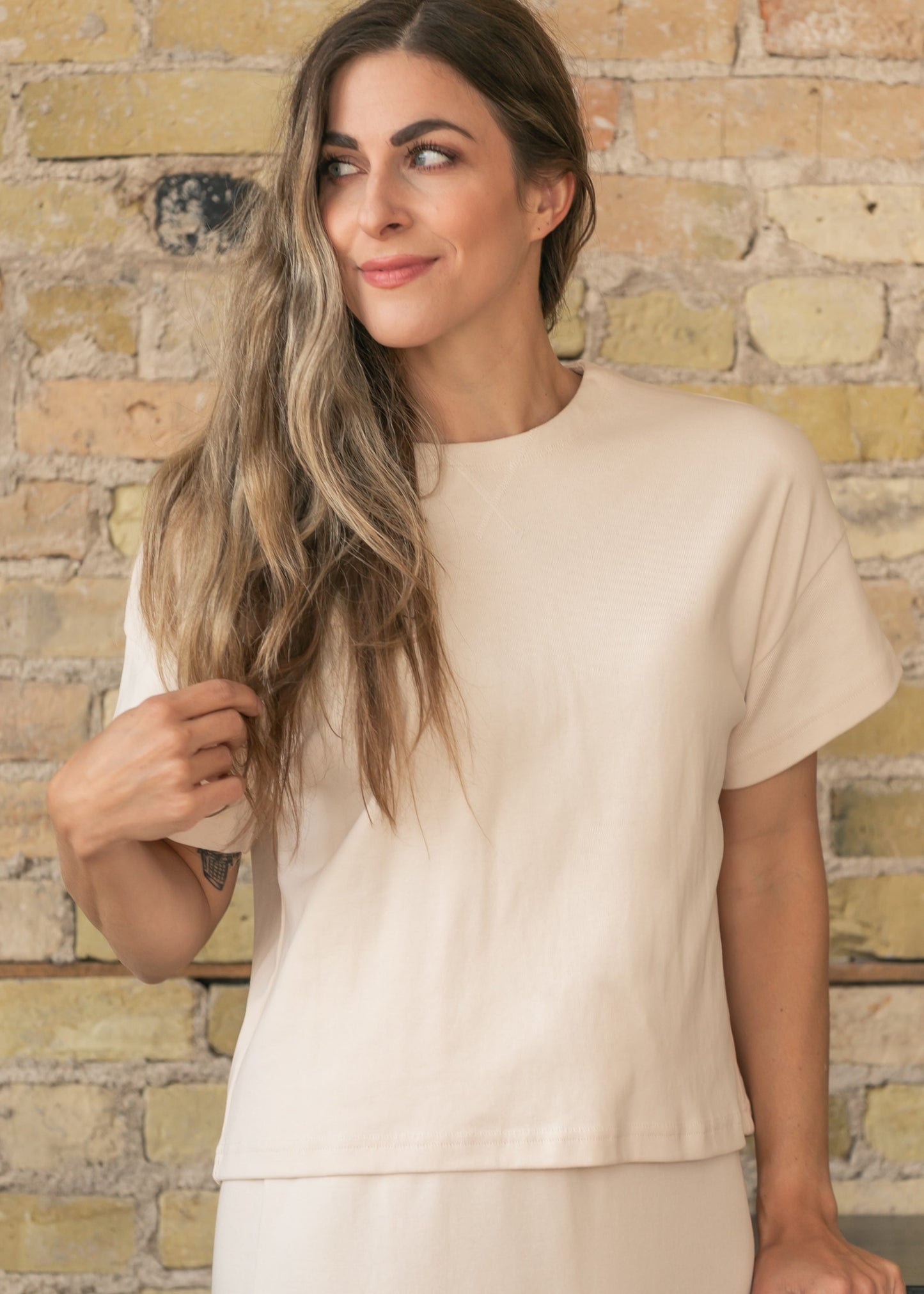 Cream Knit Top & Skirt Set