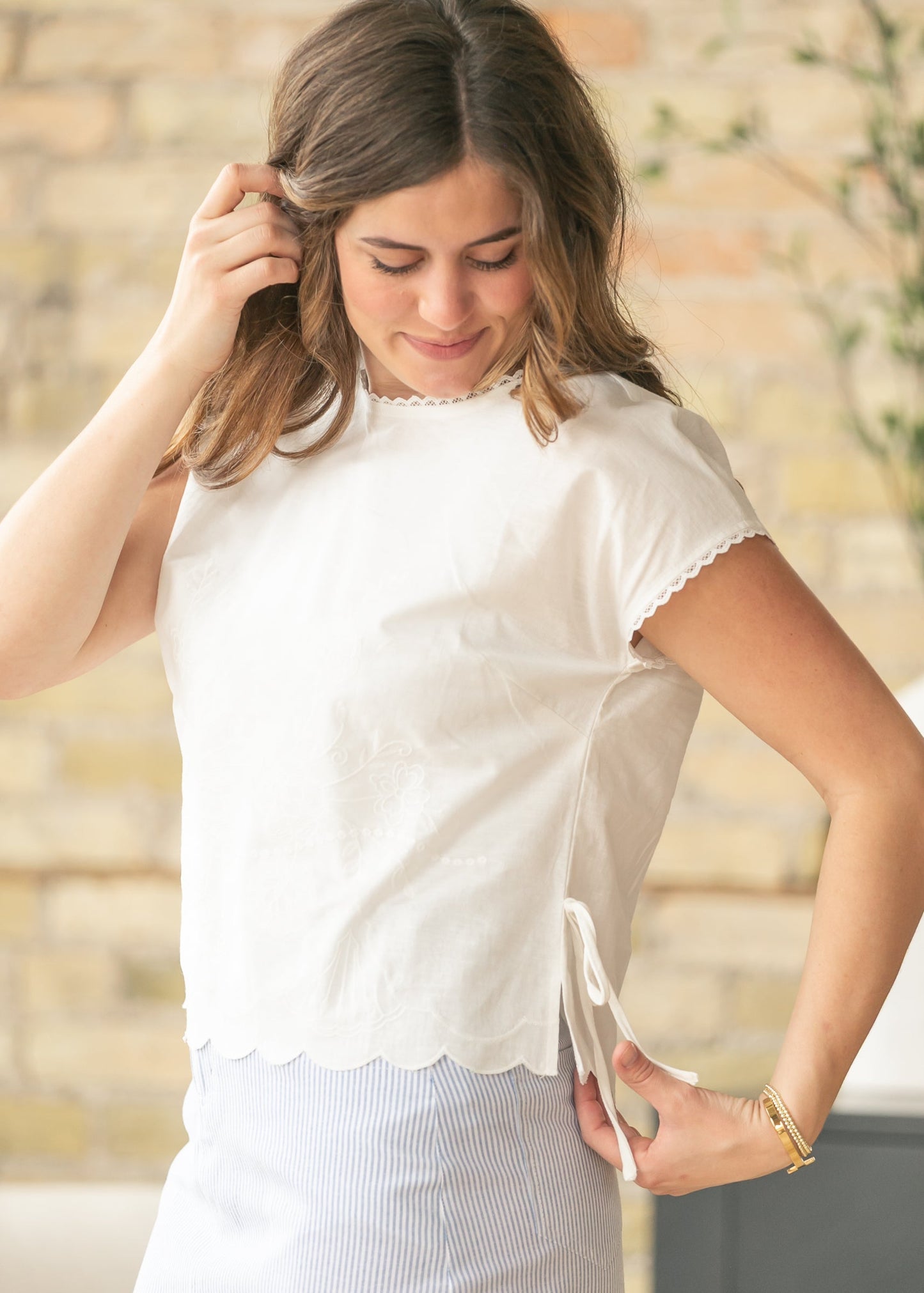 Embroidered Dolman Sleeve Top