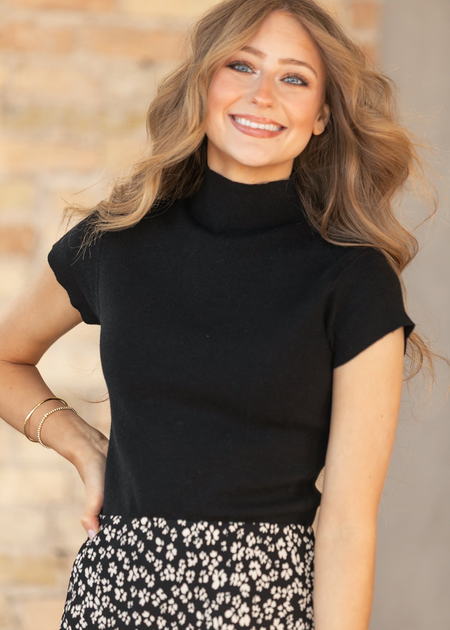 Knit Black Mock Neck Top