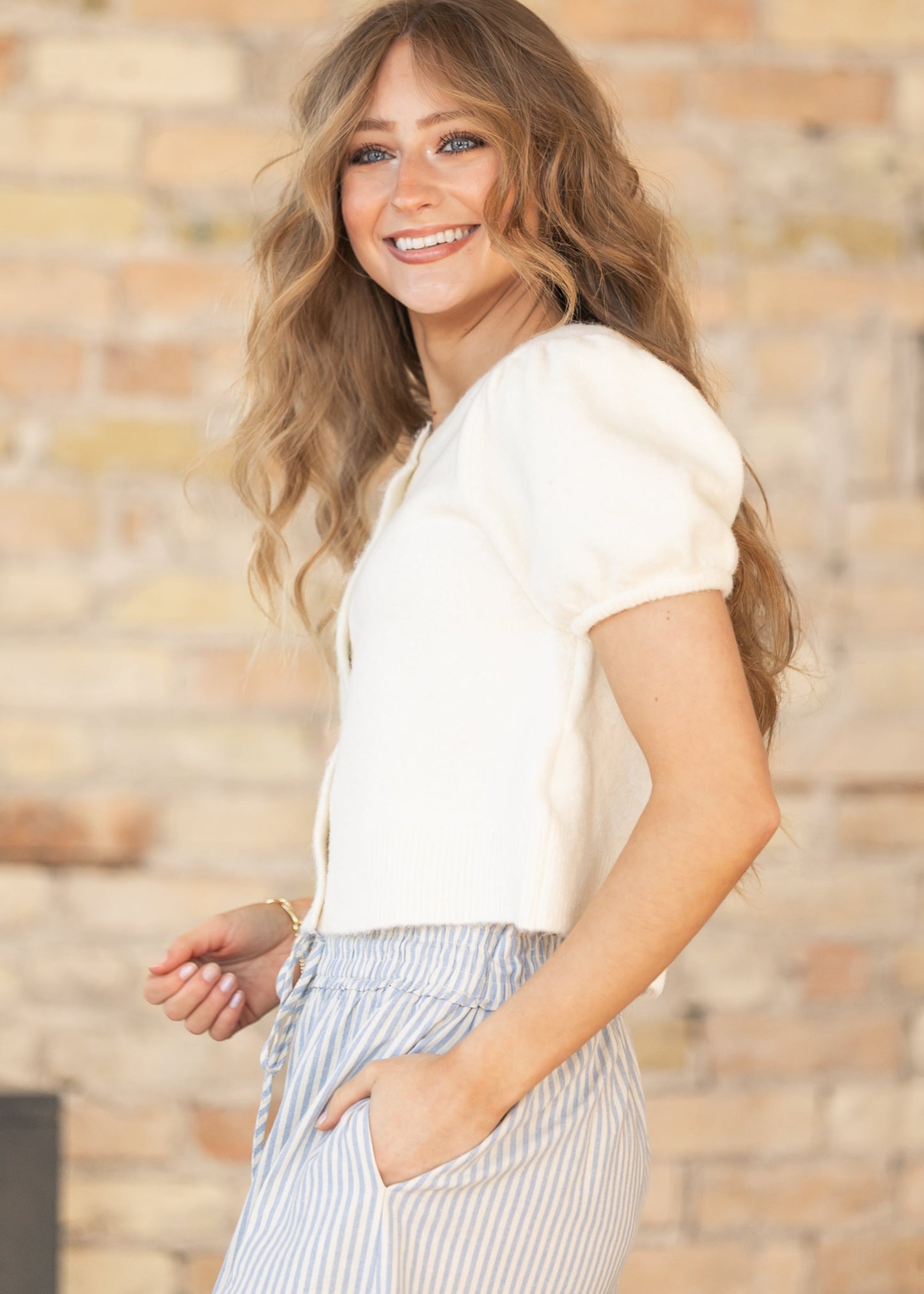 Ivory Button Front Cardigan