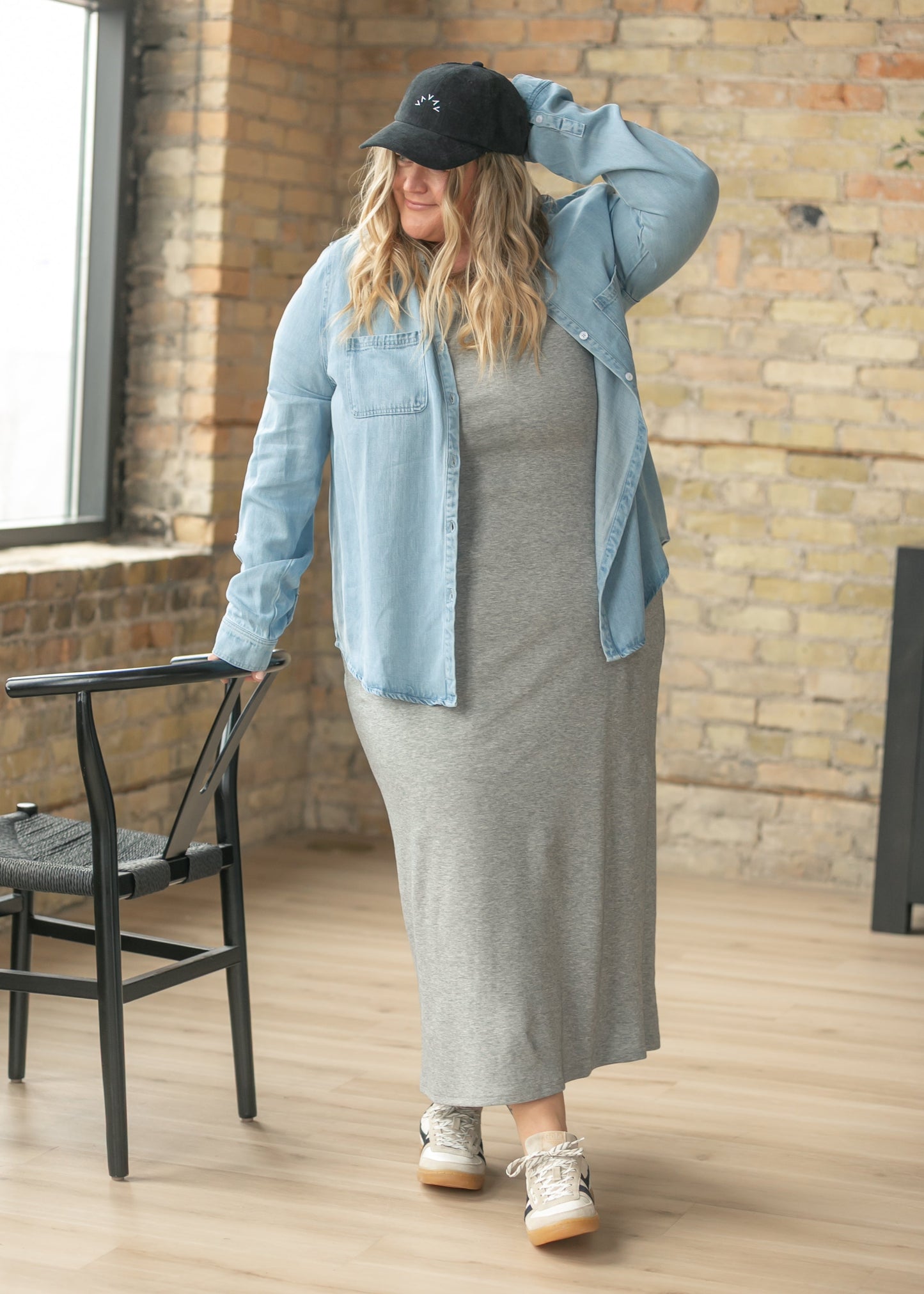 Rowan Light Wash Chambray Button Down Top