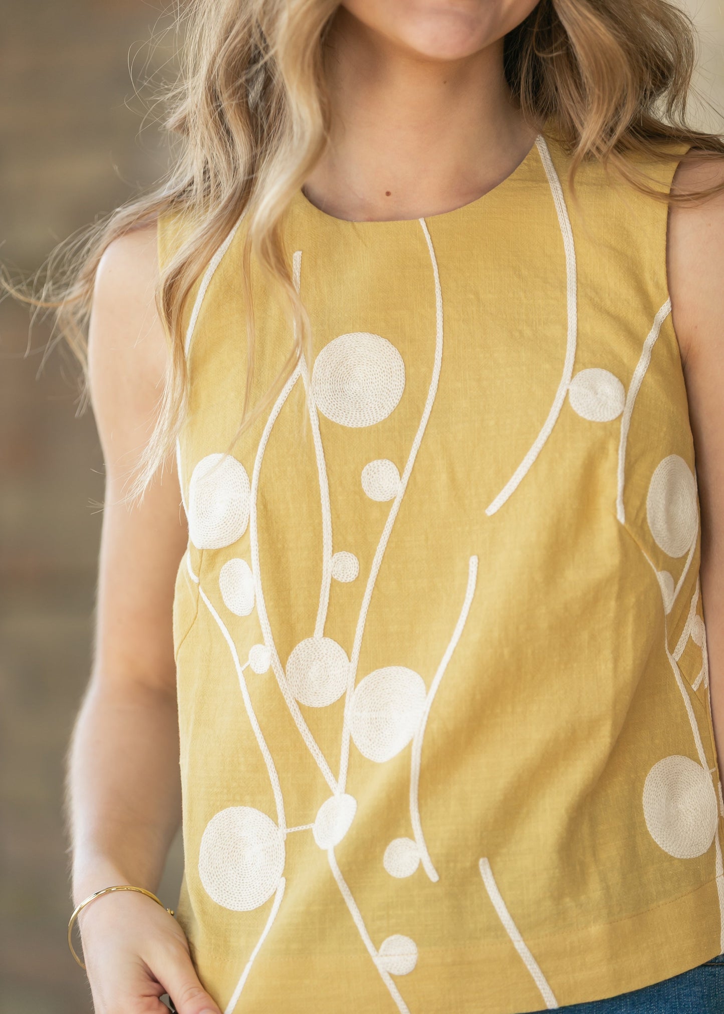 LIVERPOOL® Sleeveless Button Back Woven Top