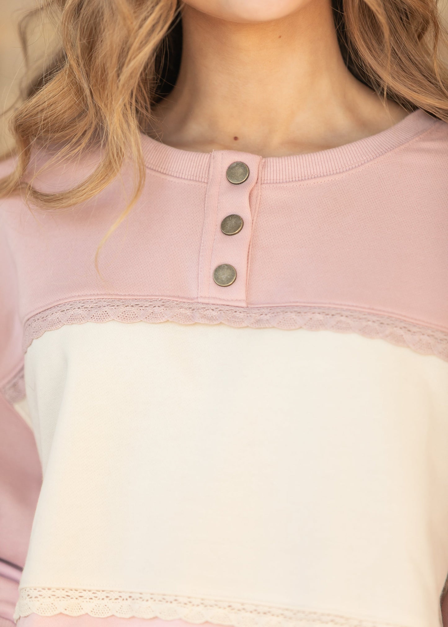 Oversize Lace Trim Pullover
