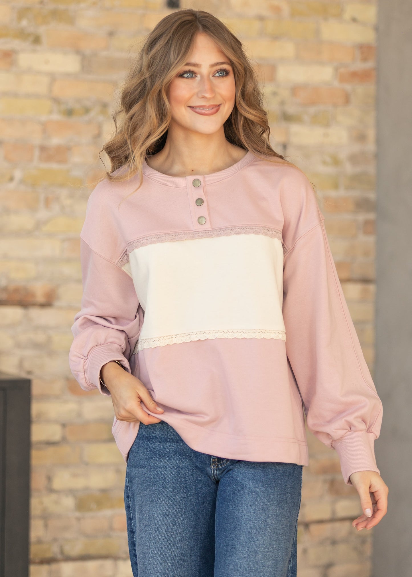 Oversize Lace Trim Pullover