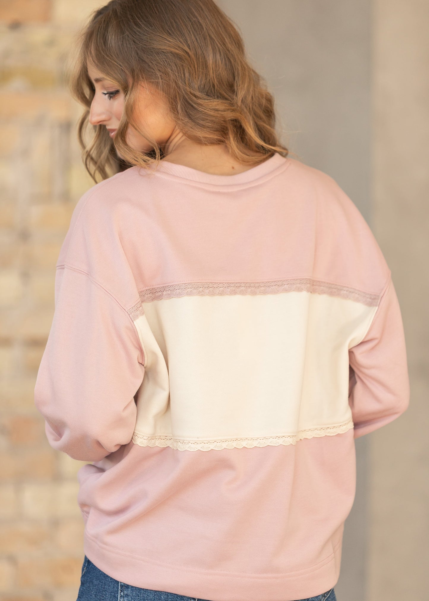 Oversize Lace Trim Pullover