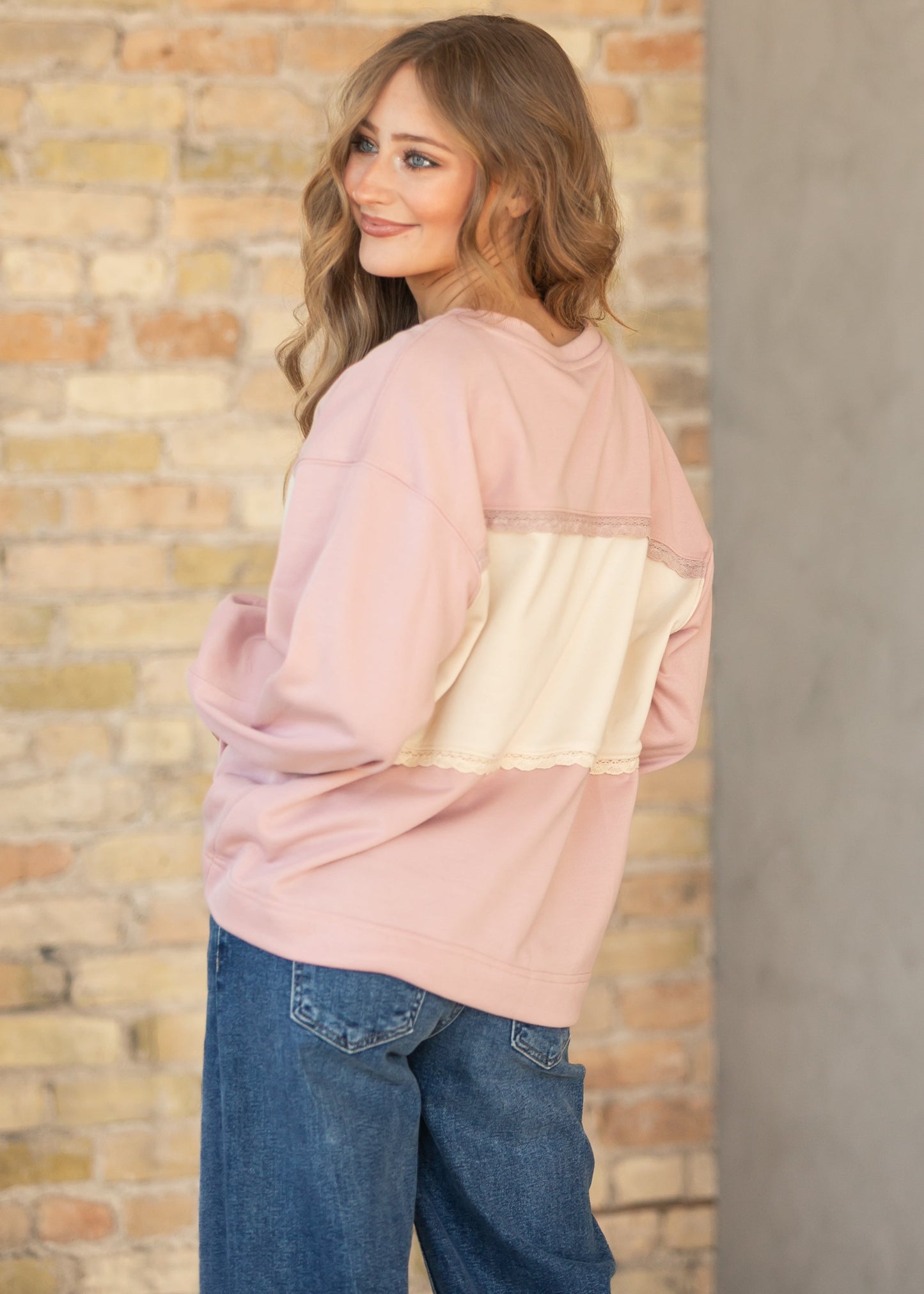 Oversize Lace Trim Pullover