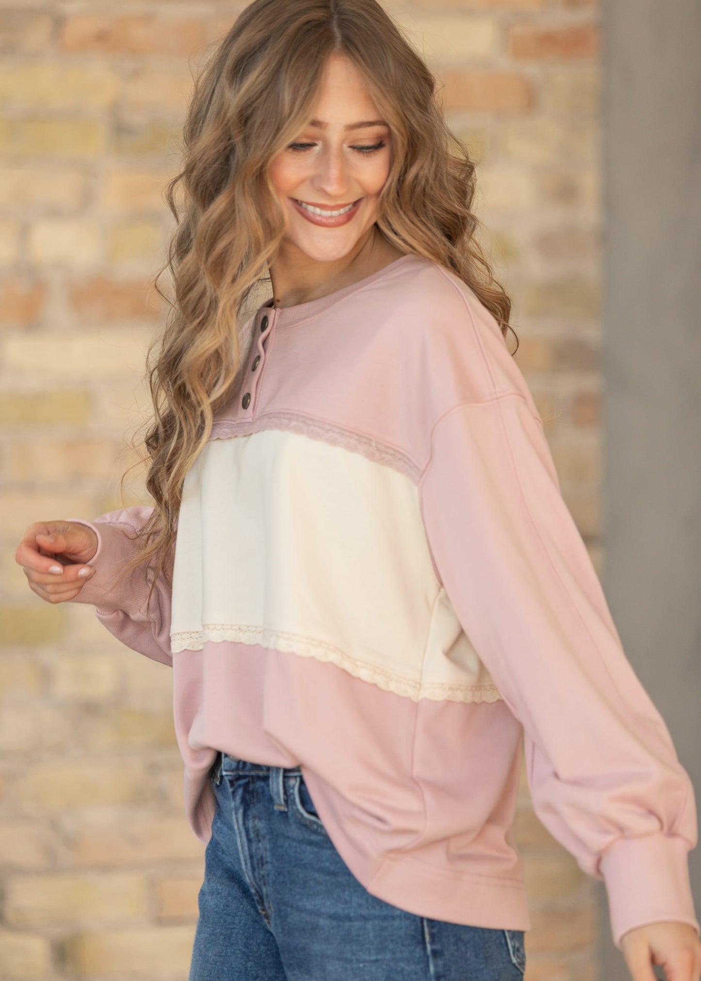 Oversize Lace Trim Pullover