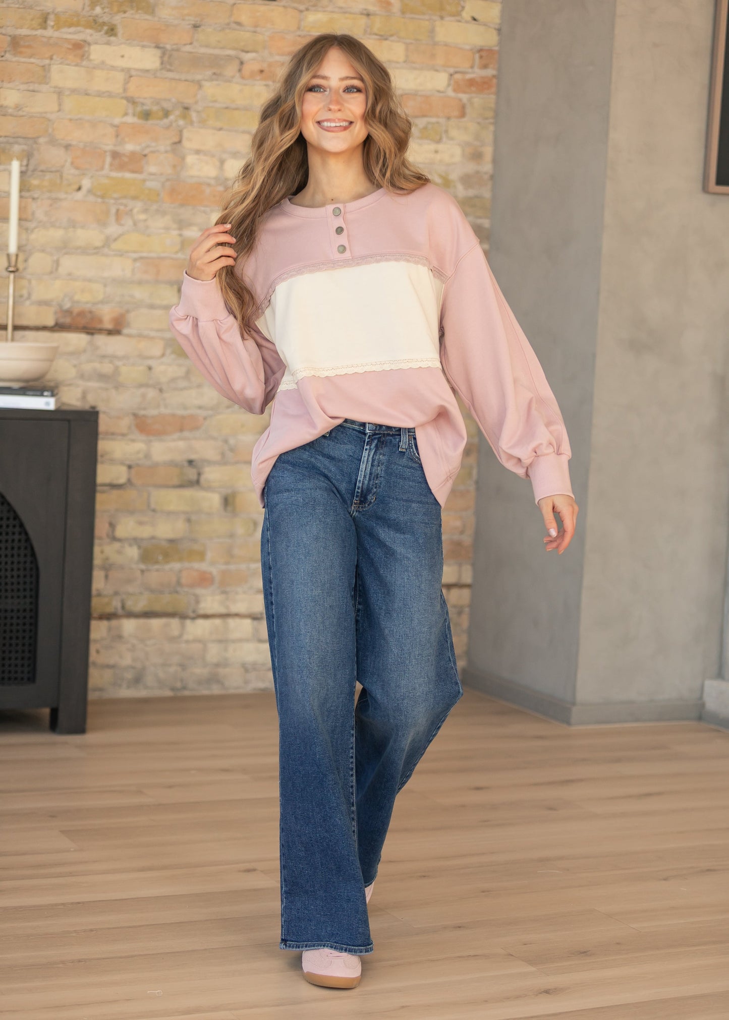 Oversize Lace Trim Pullover