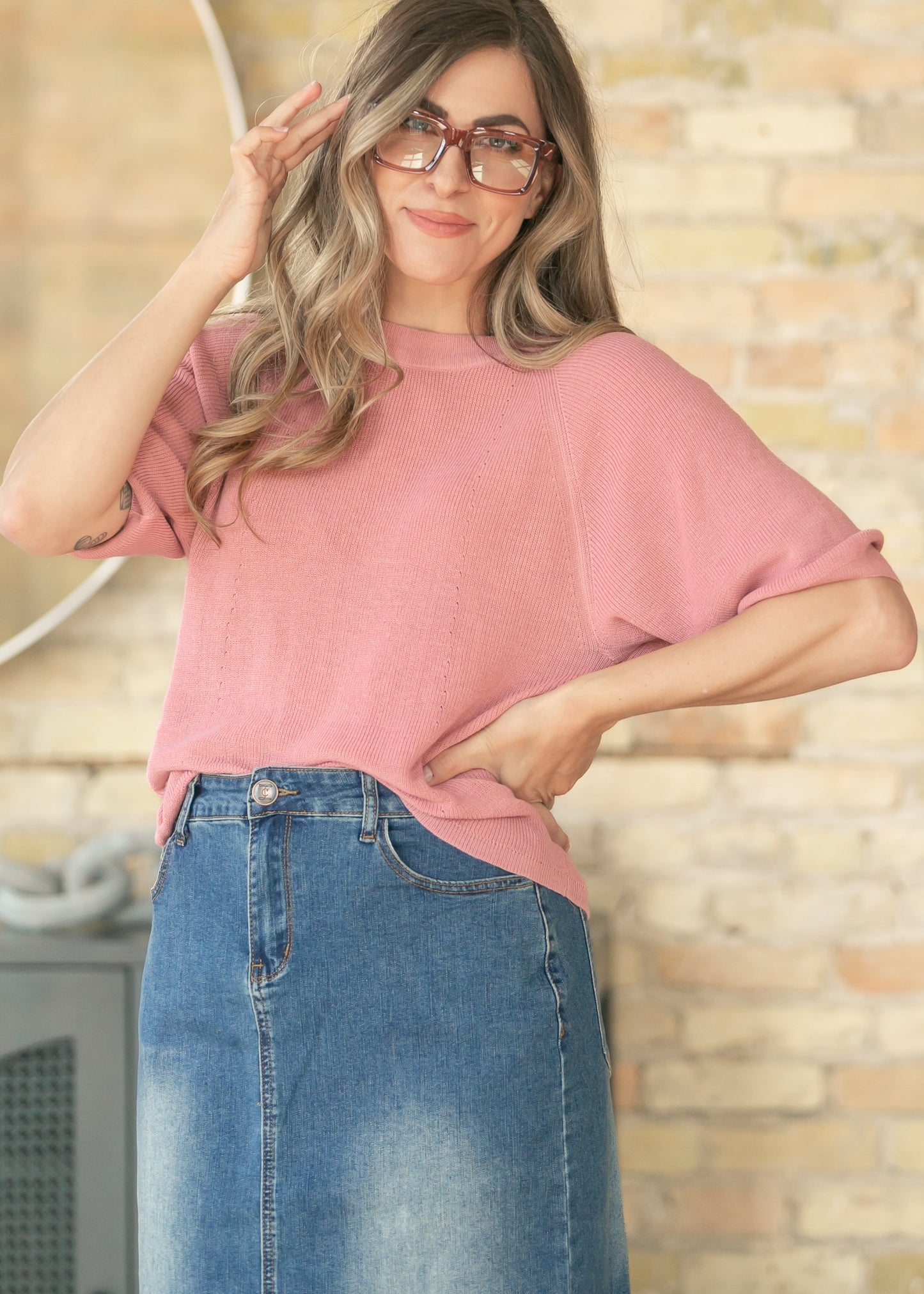 Ribbed Knit Boxy Tee