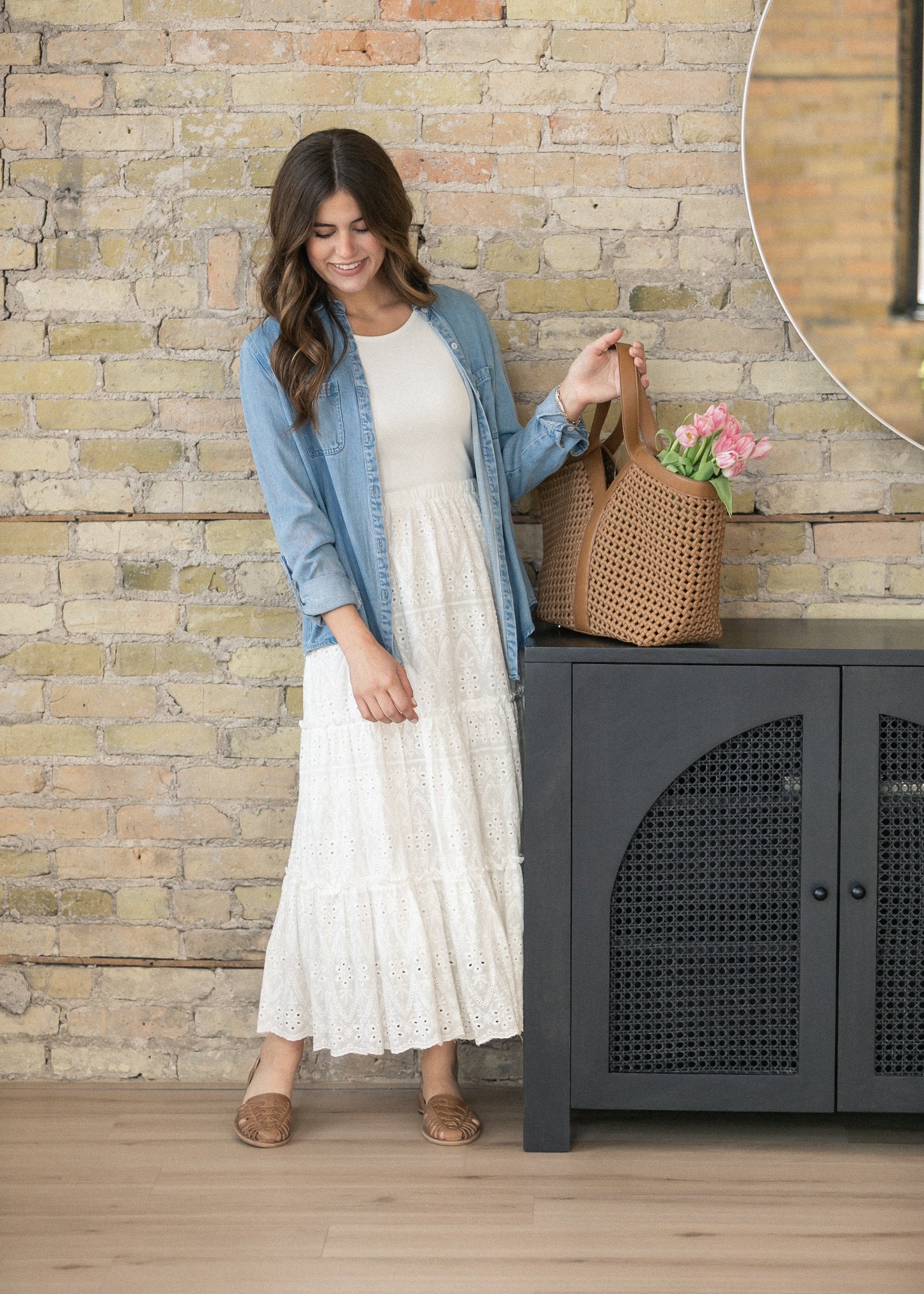 Rowan Light Wash Chambray Button Down Top