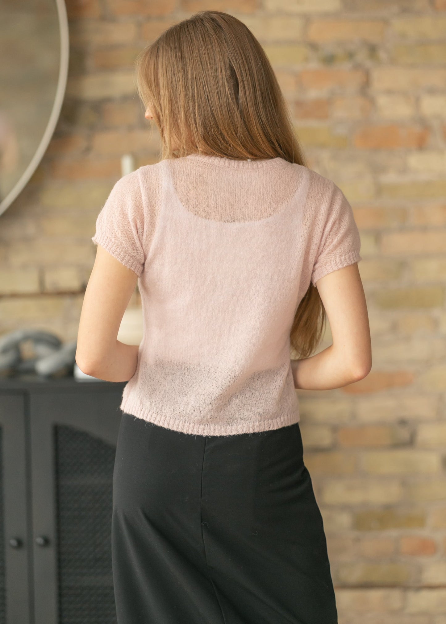 Sheer Knit Button Up Top
