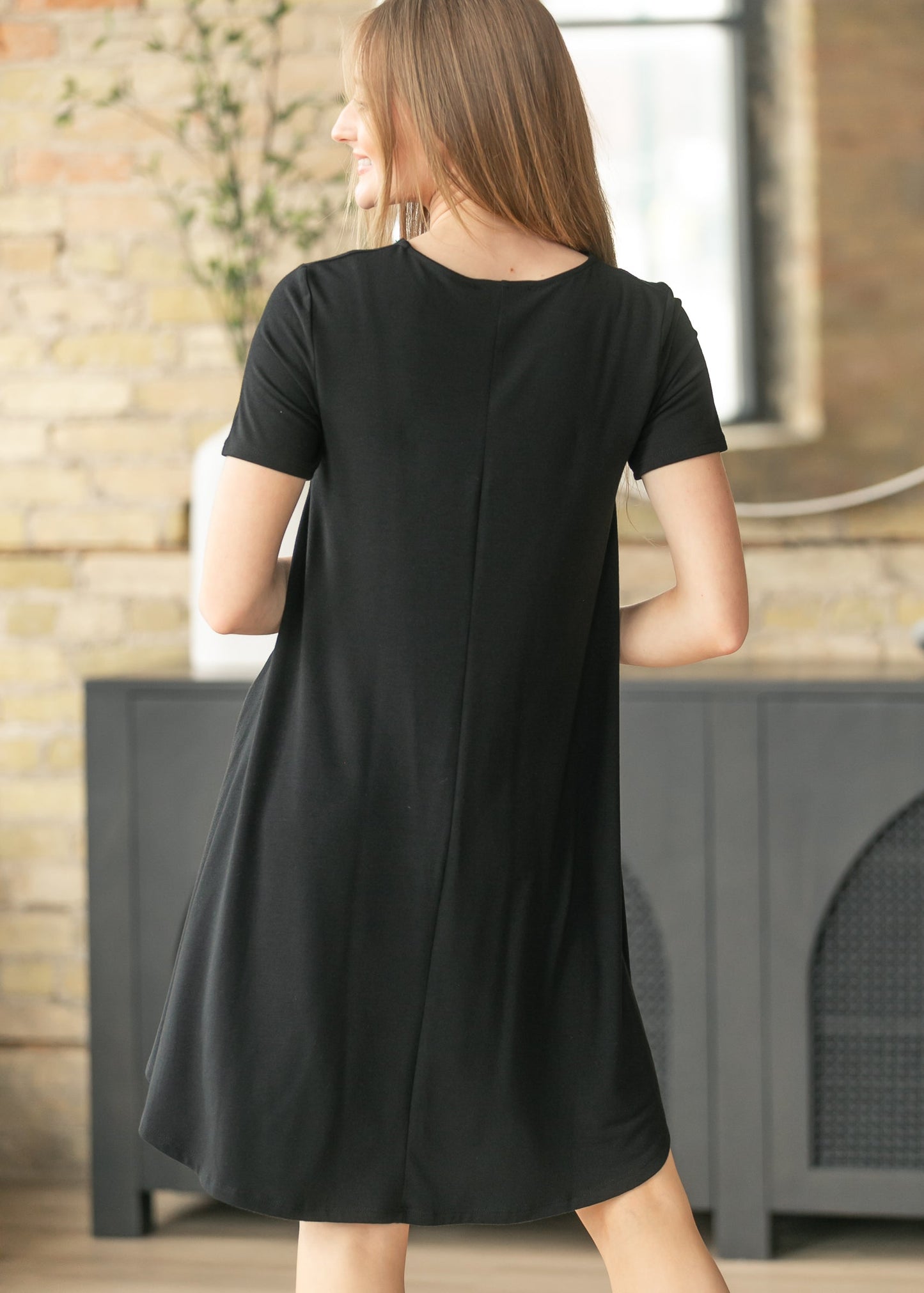 Short Sleeve A-Line Midi Dress