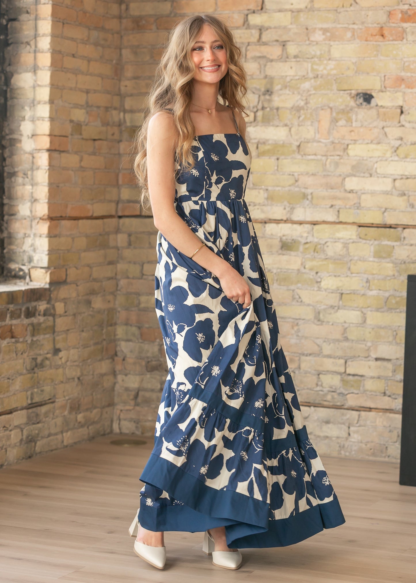 Sleeveless Ruffle Floral Maxi Dress