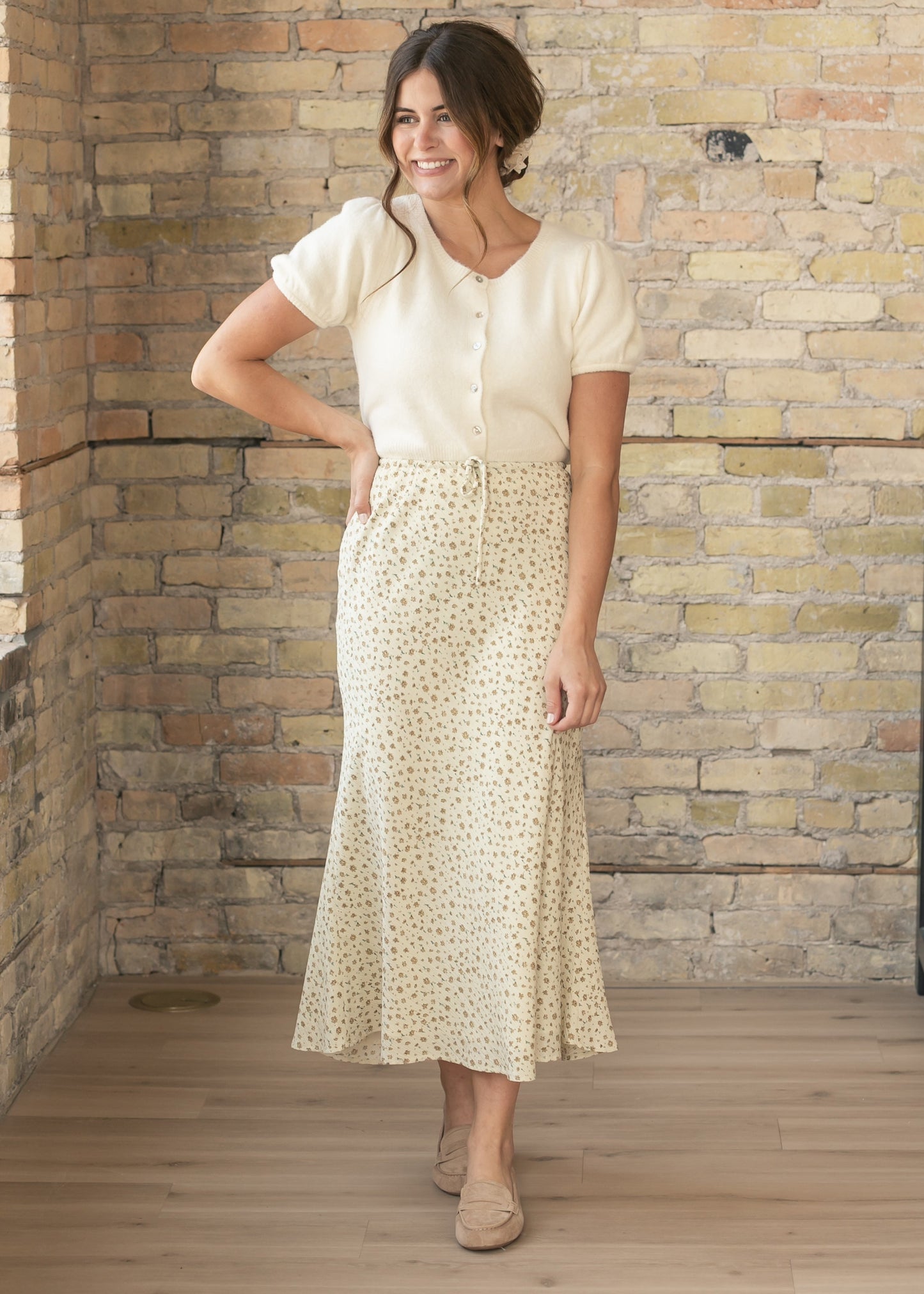 Textured Floral Maxi Skirt