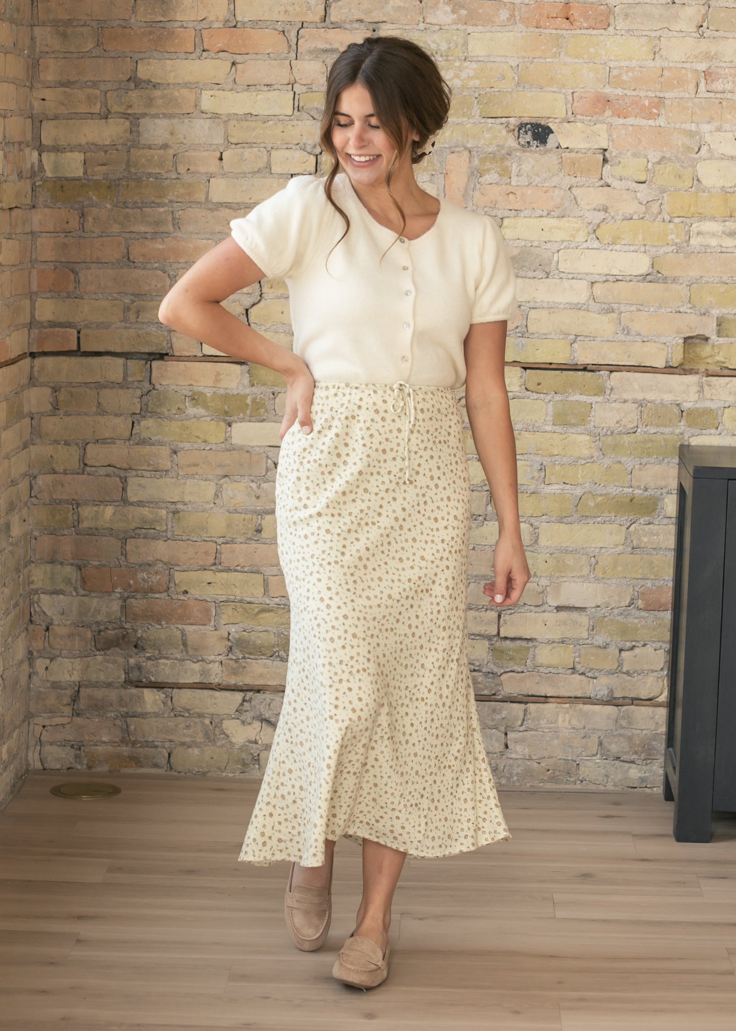 Textured Floral Maxi Skirt