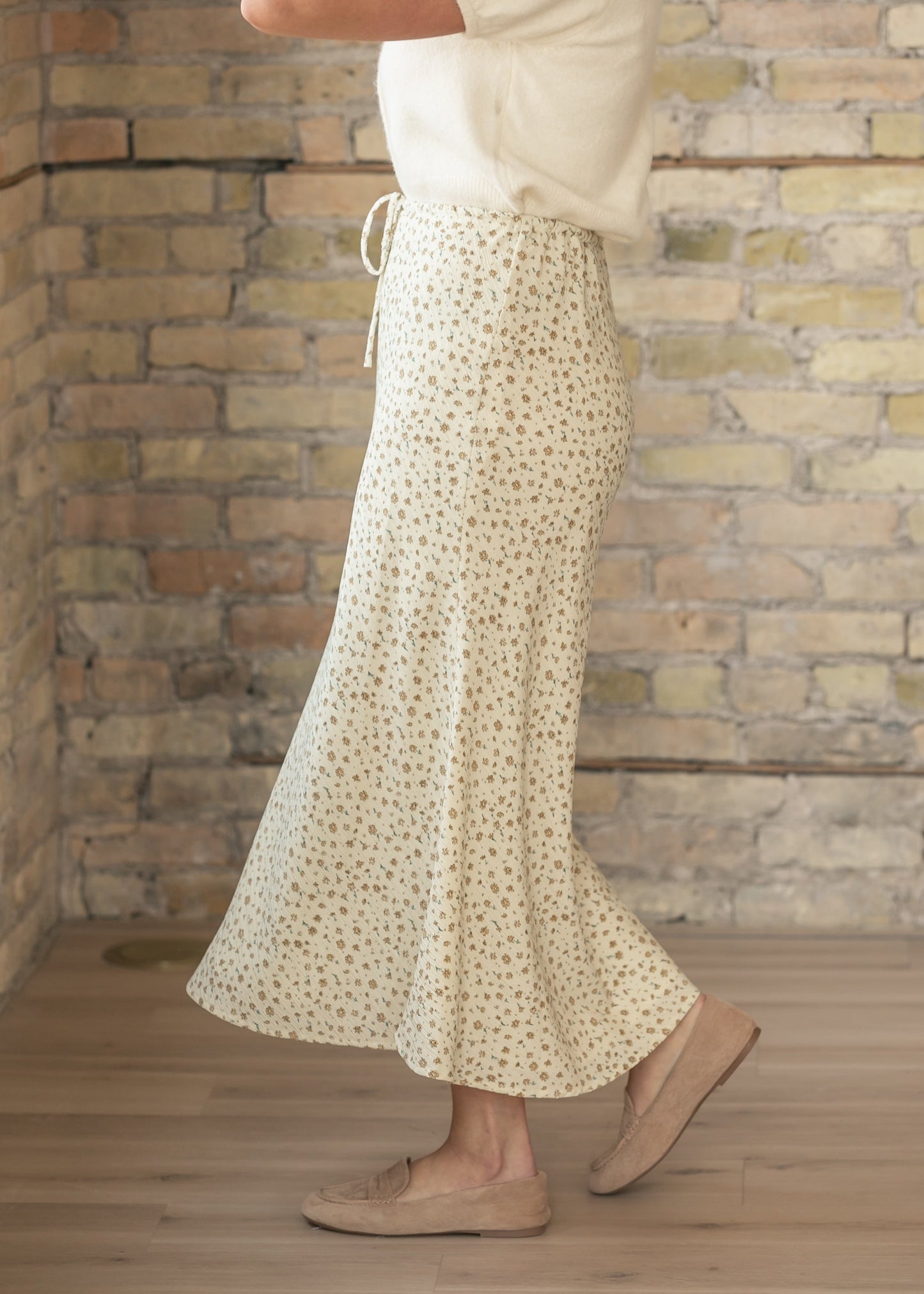 Textured Floral Maxi Skirt