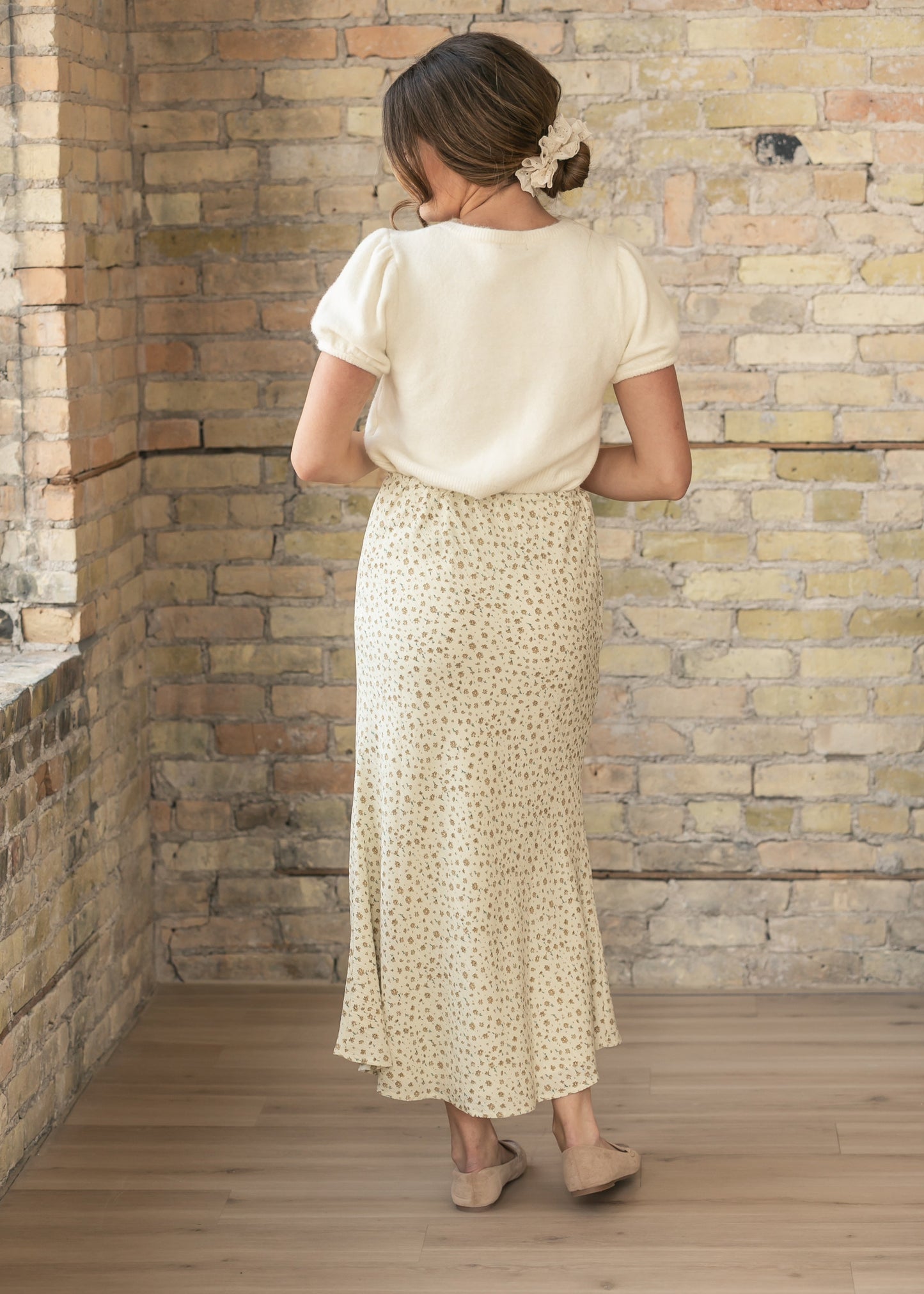 Textured Floral Maxi Skirt
