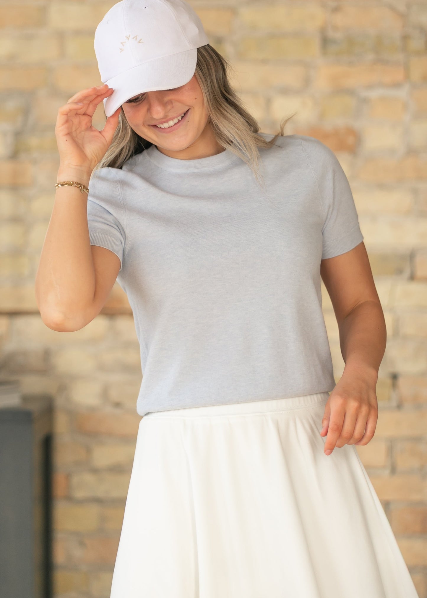 Timeless Blue Short Sleeve Knit Sweater