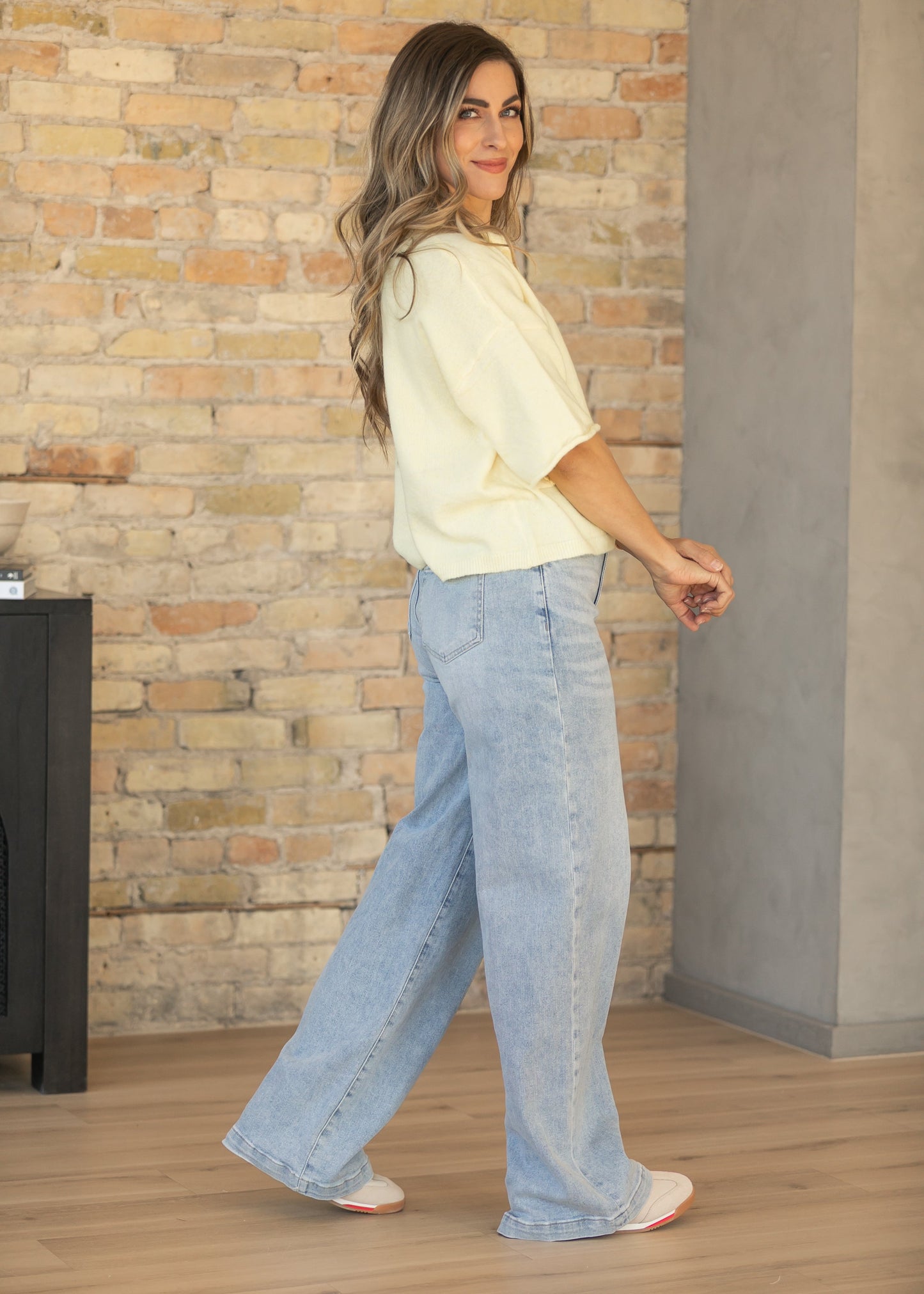High Rise Full Length Wide Leg Jeans