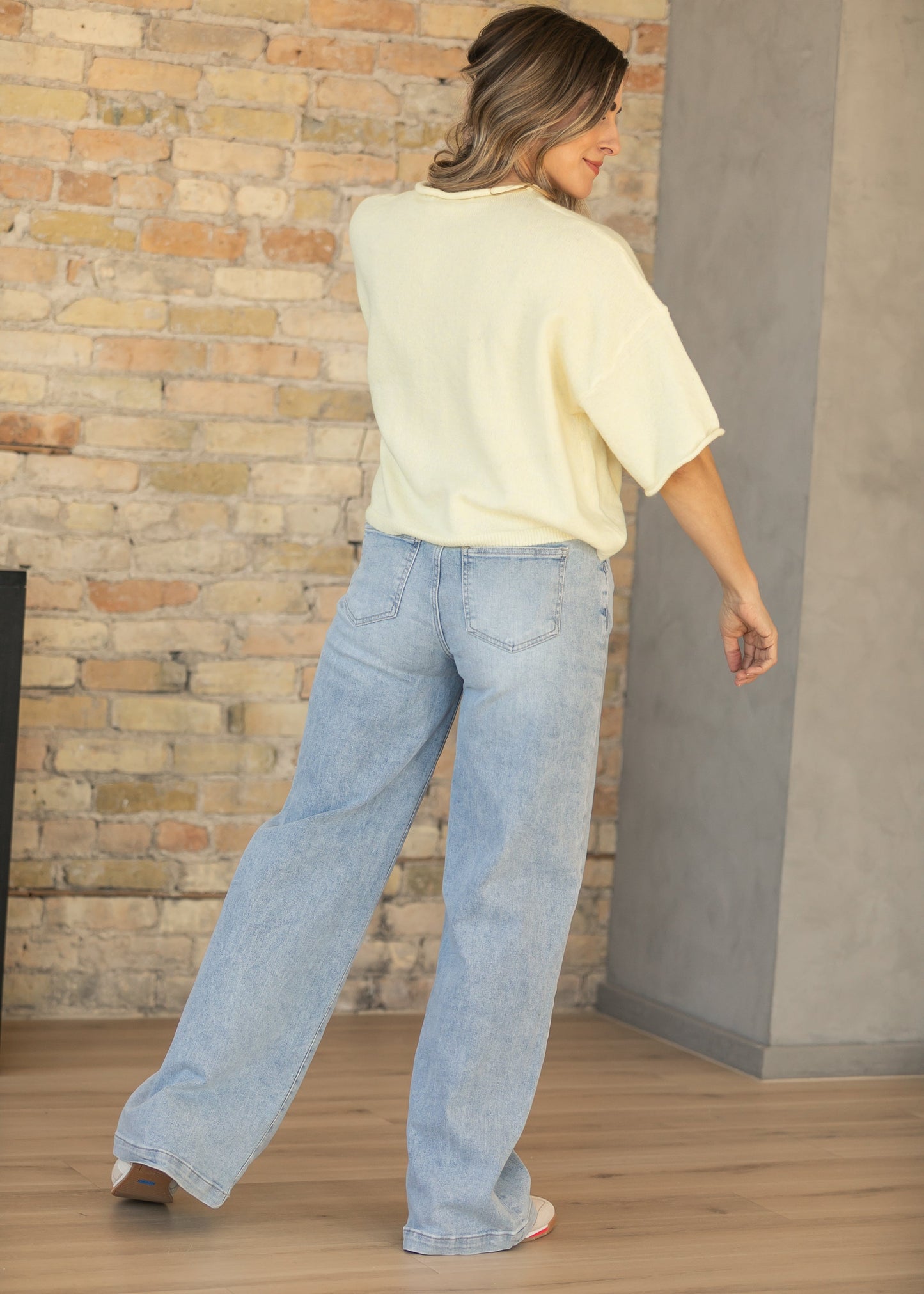 High Rise Full Length Wide Leg Jeans