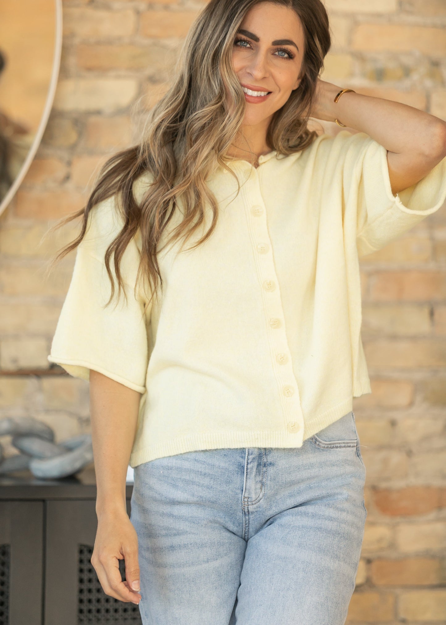 Yellow Lightweight Short Sleeve Cardigan