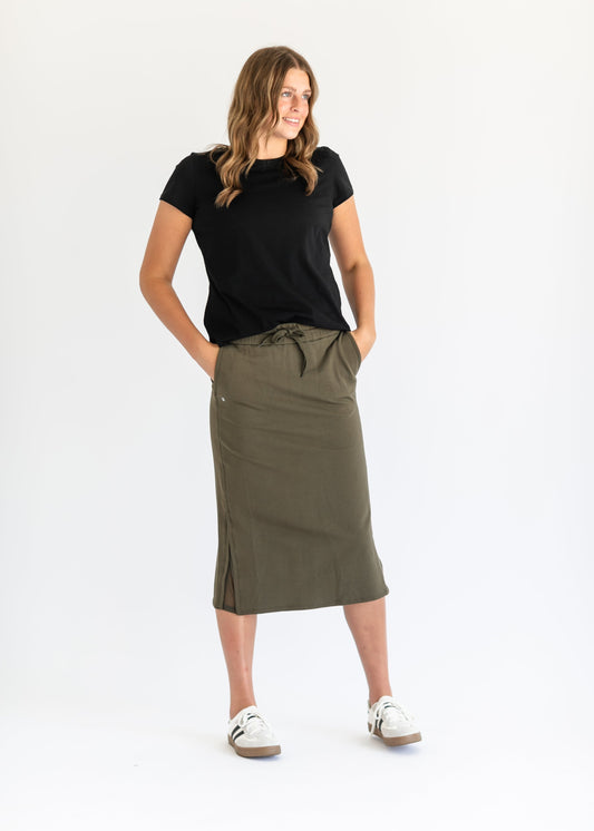 Abbie Mesh Detail Knit Midi Skirt - FINAL SALE