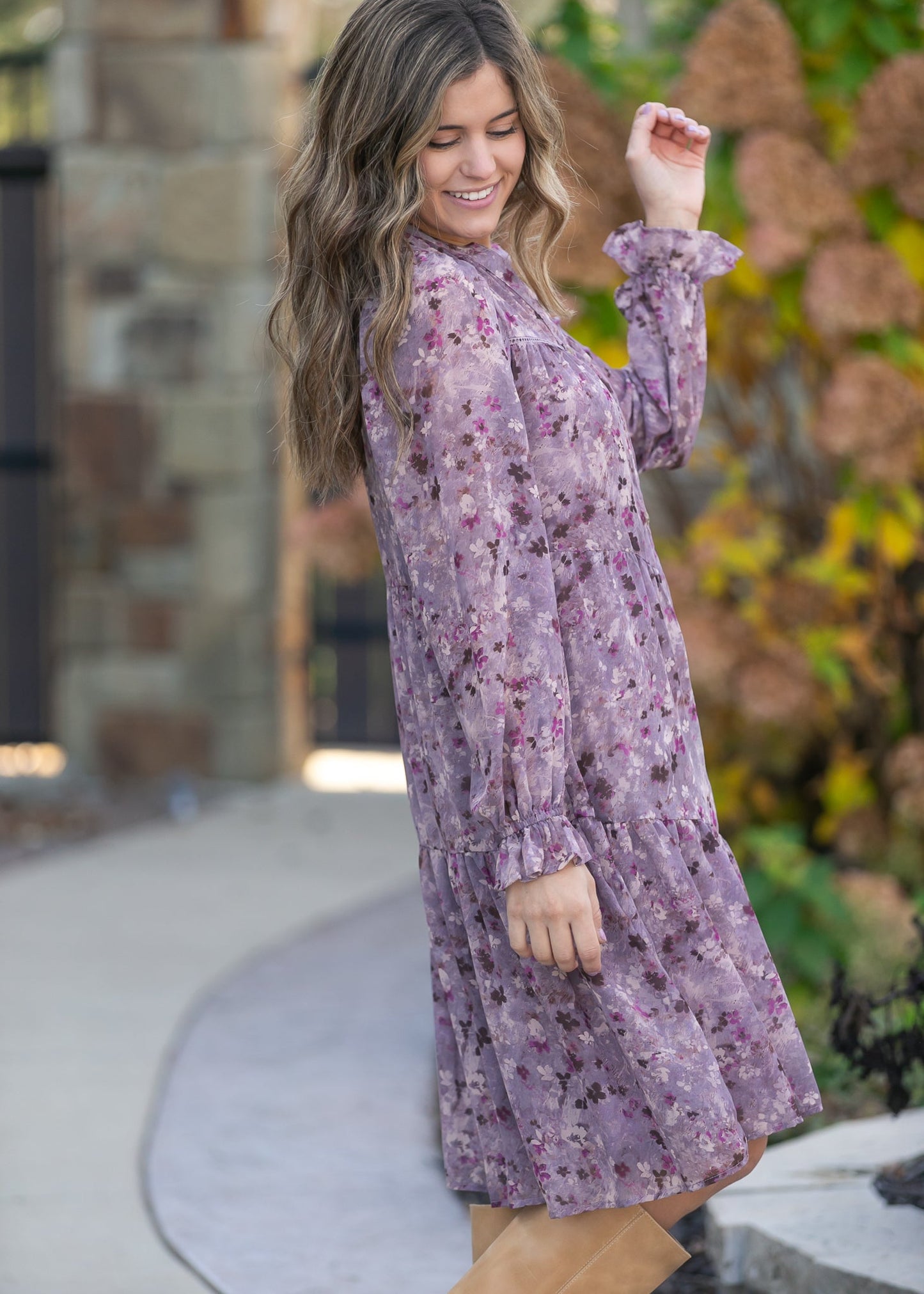 Abstract Floral Button Down Midi Dress - FINAL SALE