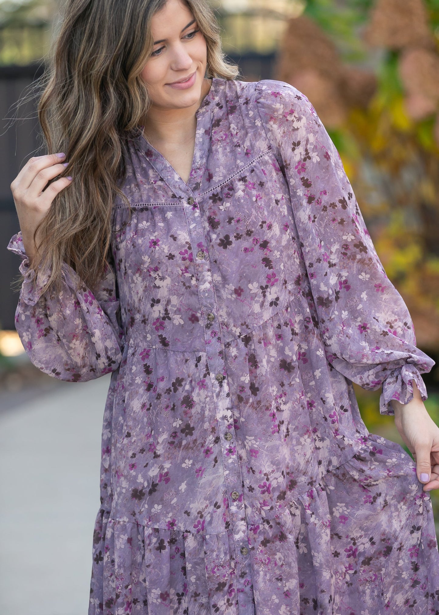 Abstract Floral Button Down Midi Dress - FINAL SALE