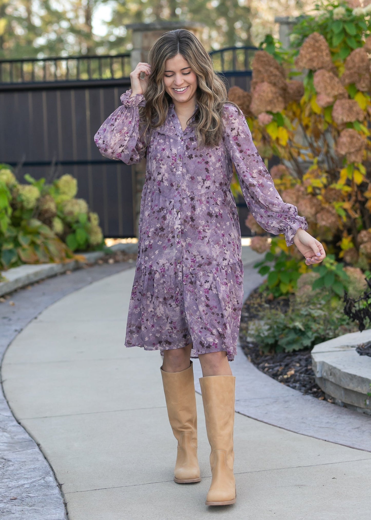 Abstract Floral Button Down Midi Dress - FINAL SALE