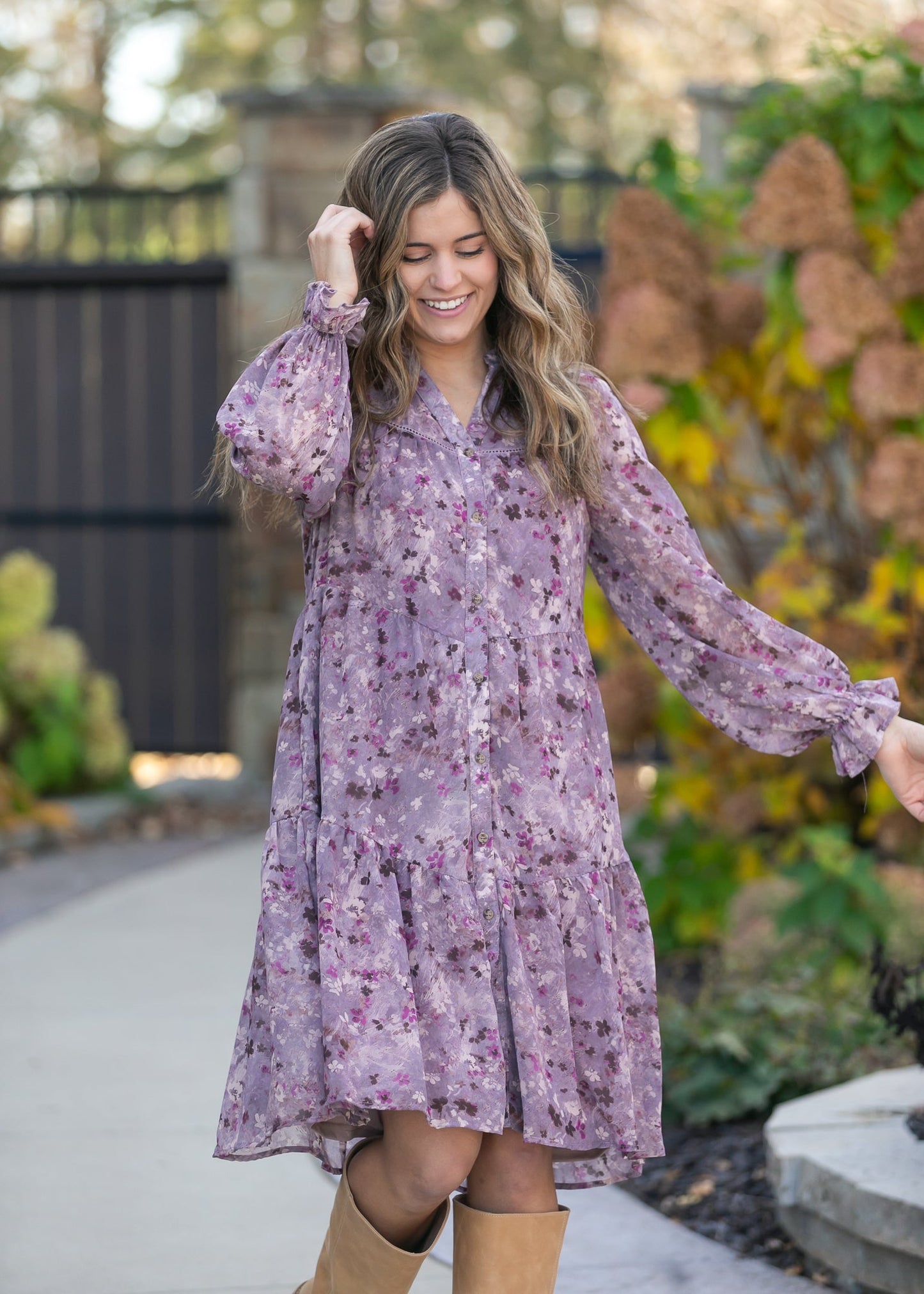 Abstract Floral Button Down Midi Dress - FINAL SALE