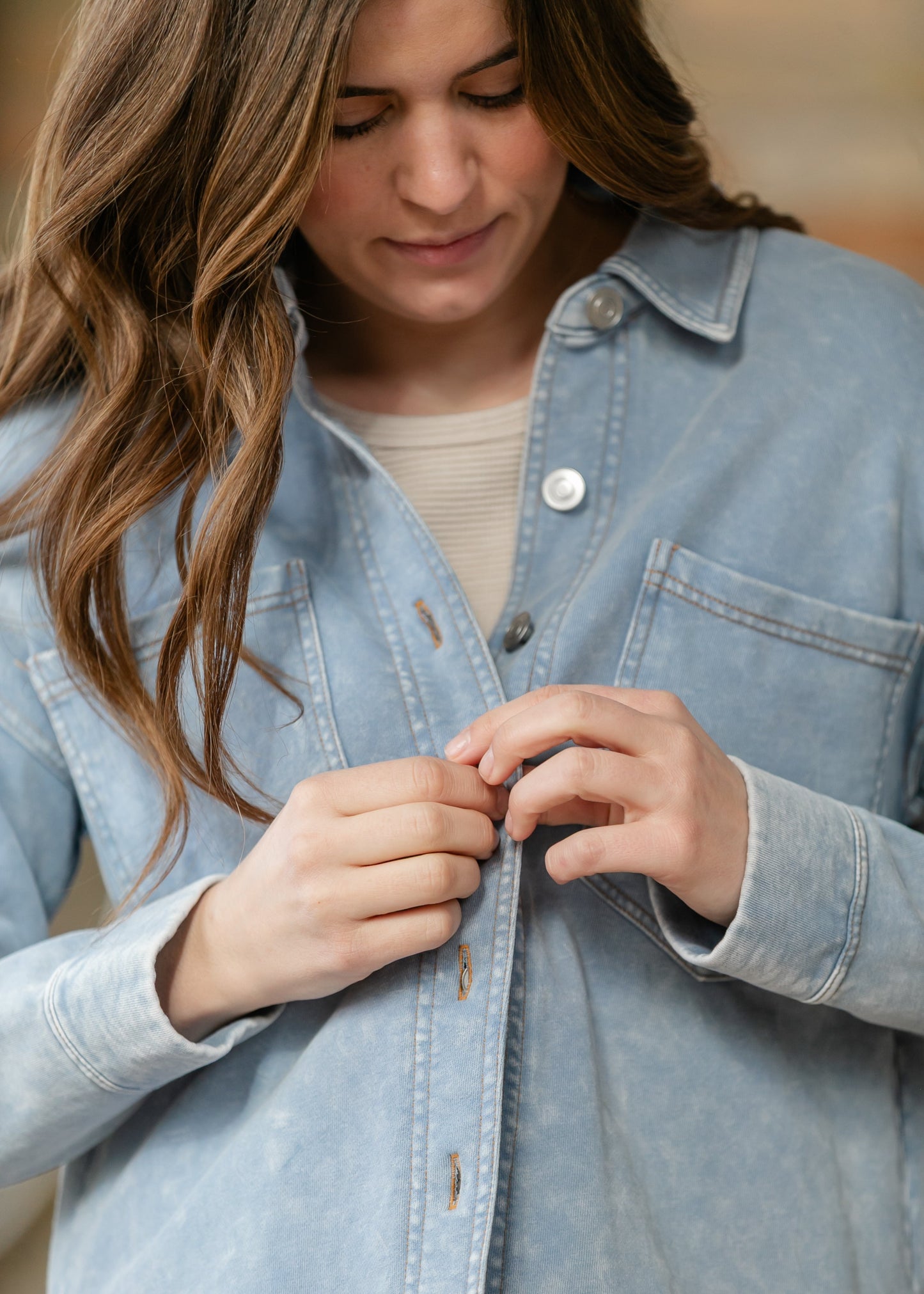 Acid Washed Knit Shacket