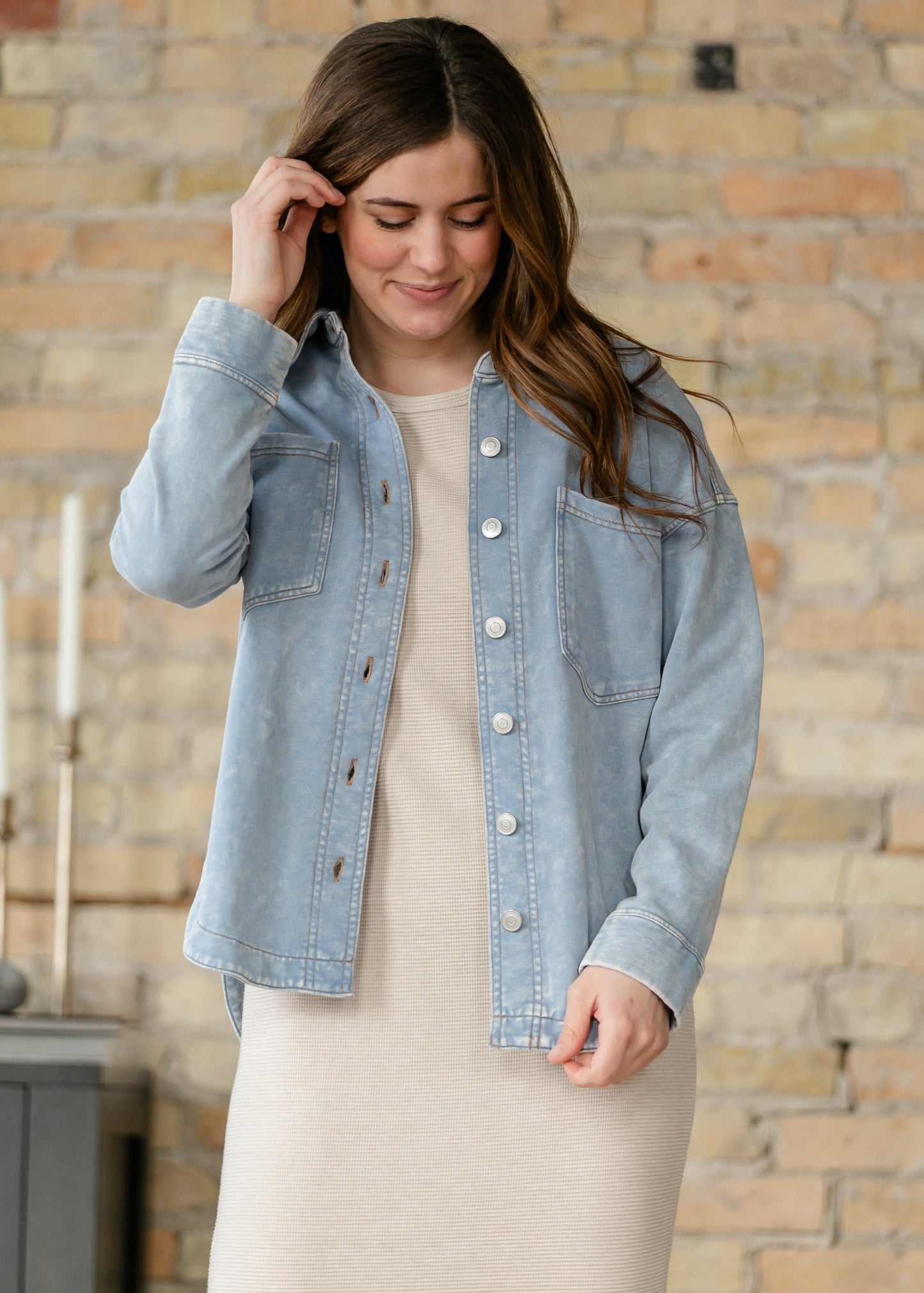 Acid Washed Knit Shacket