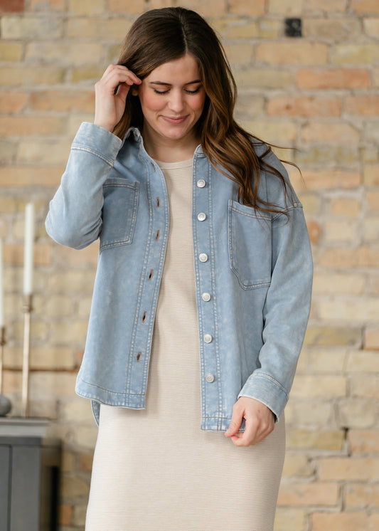 Acid Washed Knit Shacket