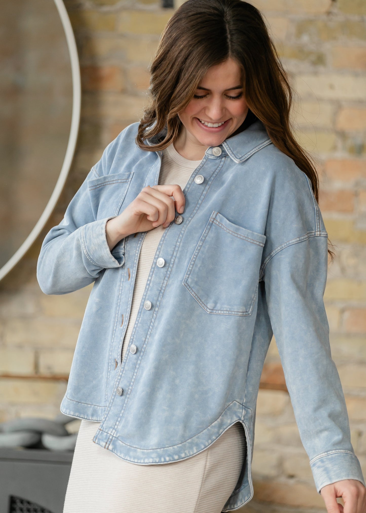 Acid Washed Knit Shacket