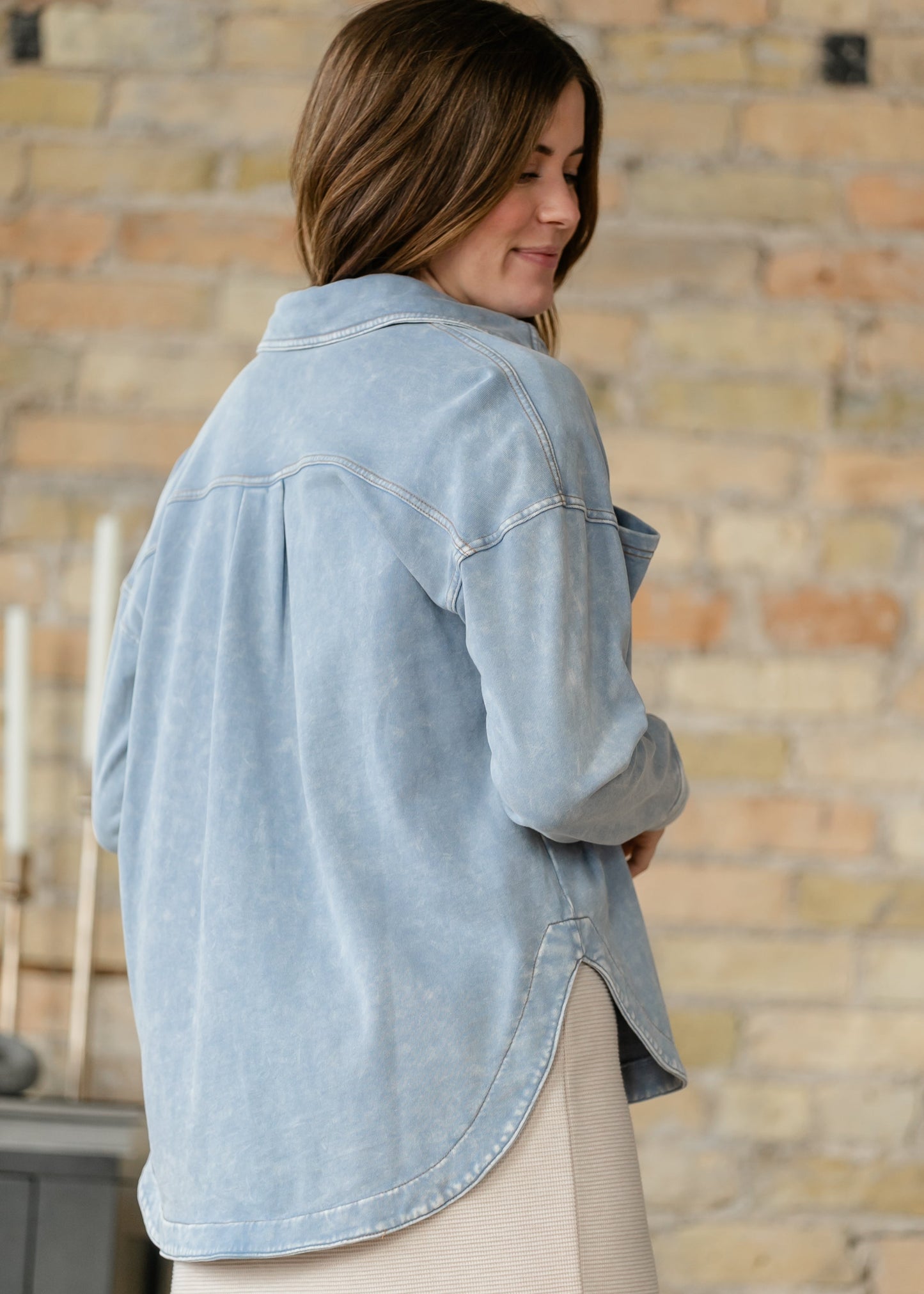 Acid Washed Knit Shacket