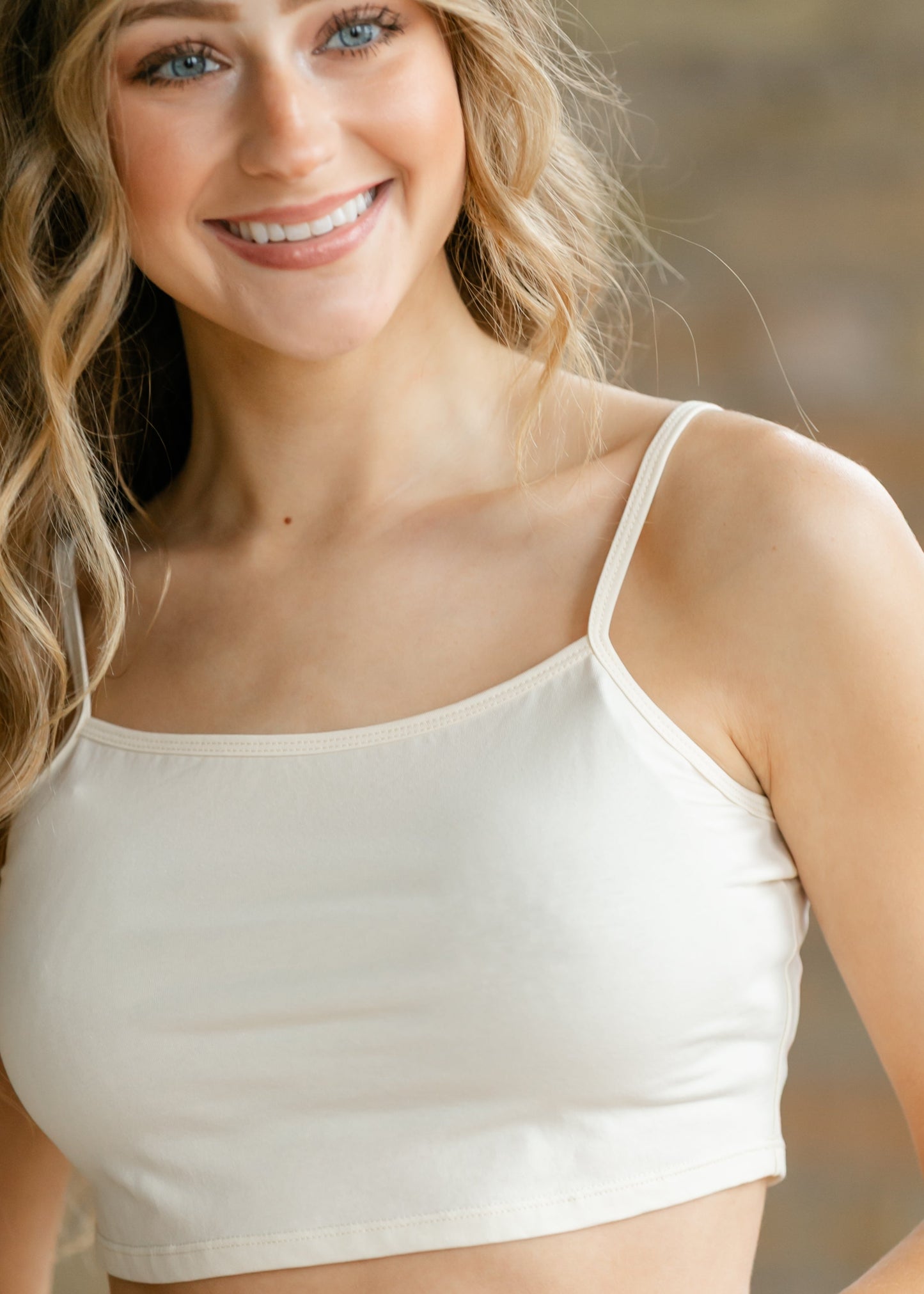 Adjustable Cream Cropped Demi Tank