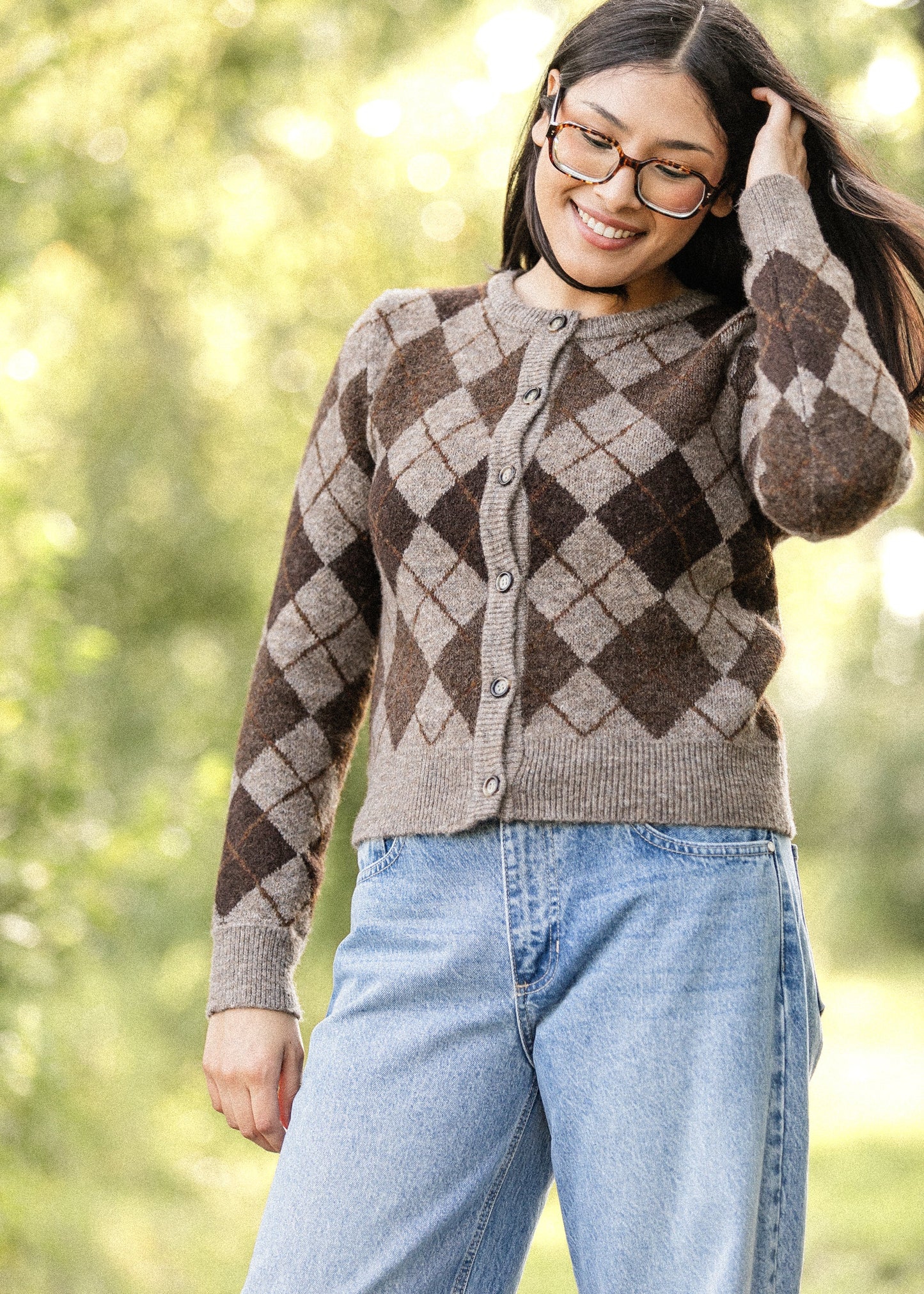 Argyle Button Up Cardigan - FINAL SALE