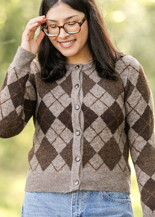 Argyle Button Up Cardigan - FINAL SALE