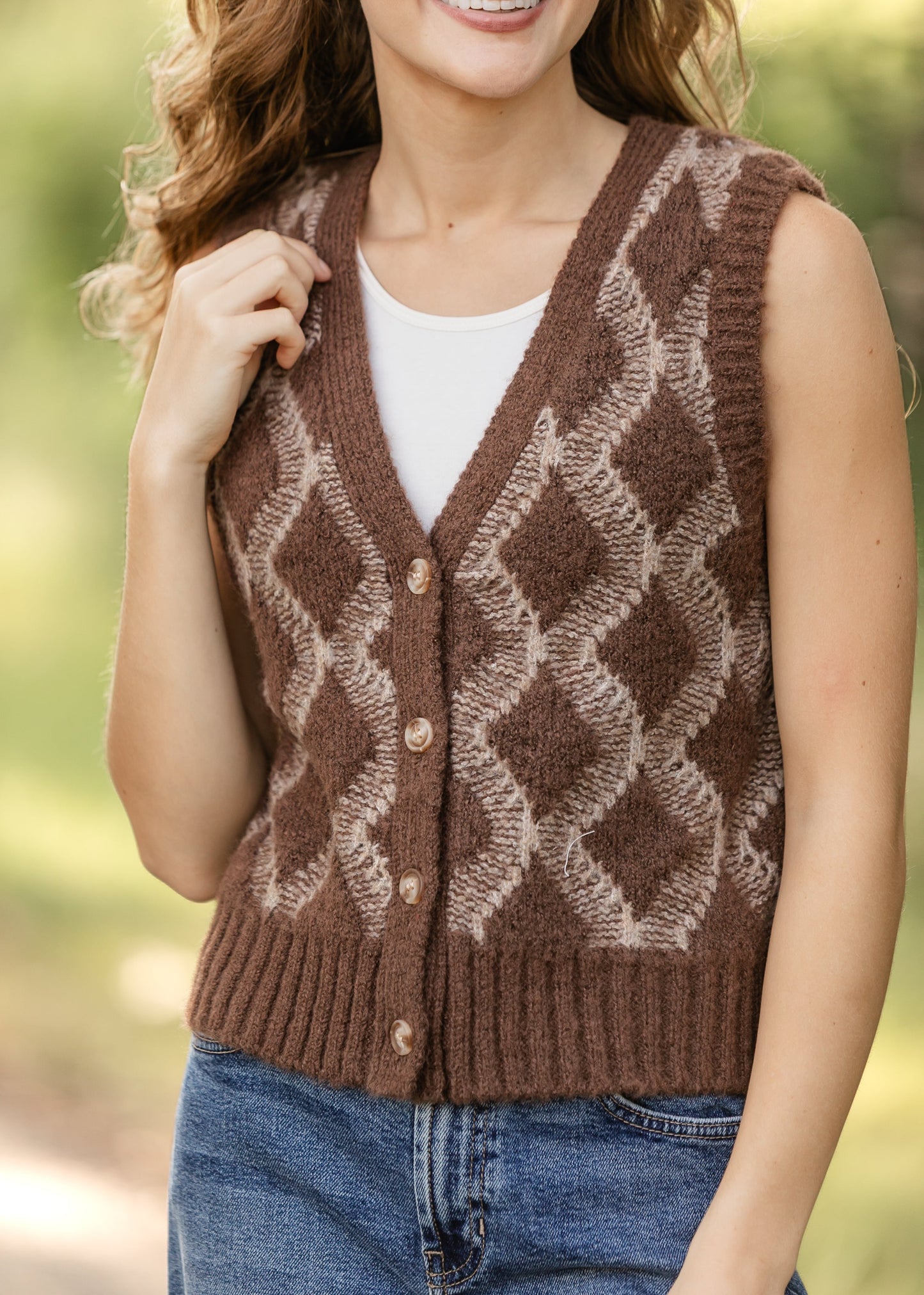 Argyle Button Up Sweater Vest - FINAL SALE