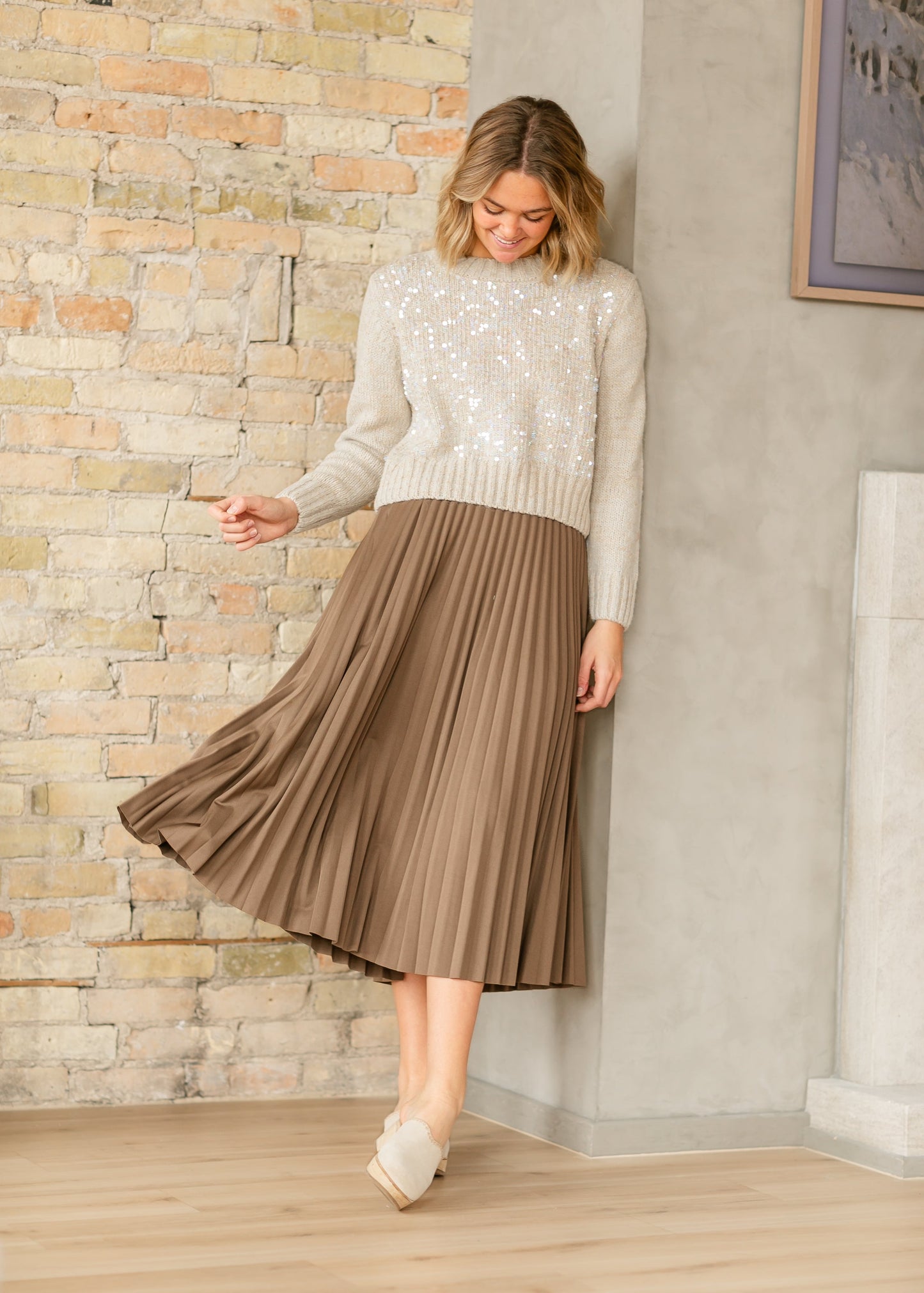 Arya Long Sleeve Sequined Sweater - FINAL SALE