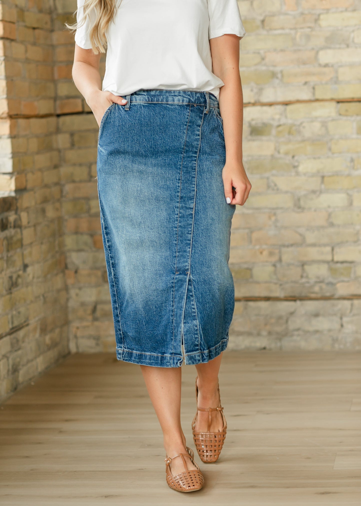 Ayla Wrap Denim Midi Skirt - FINAL SALE